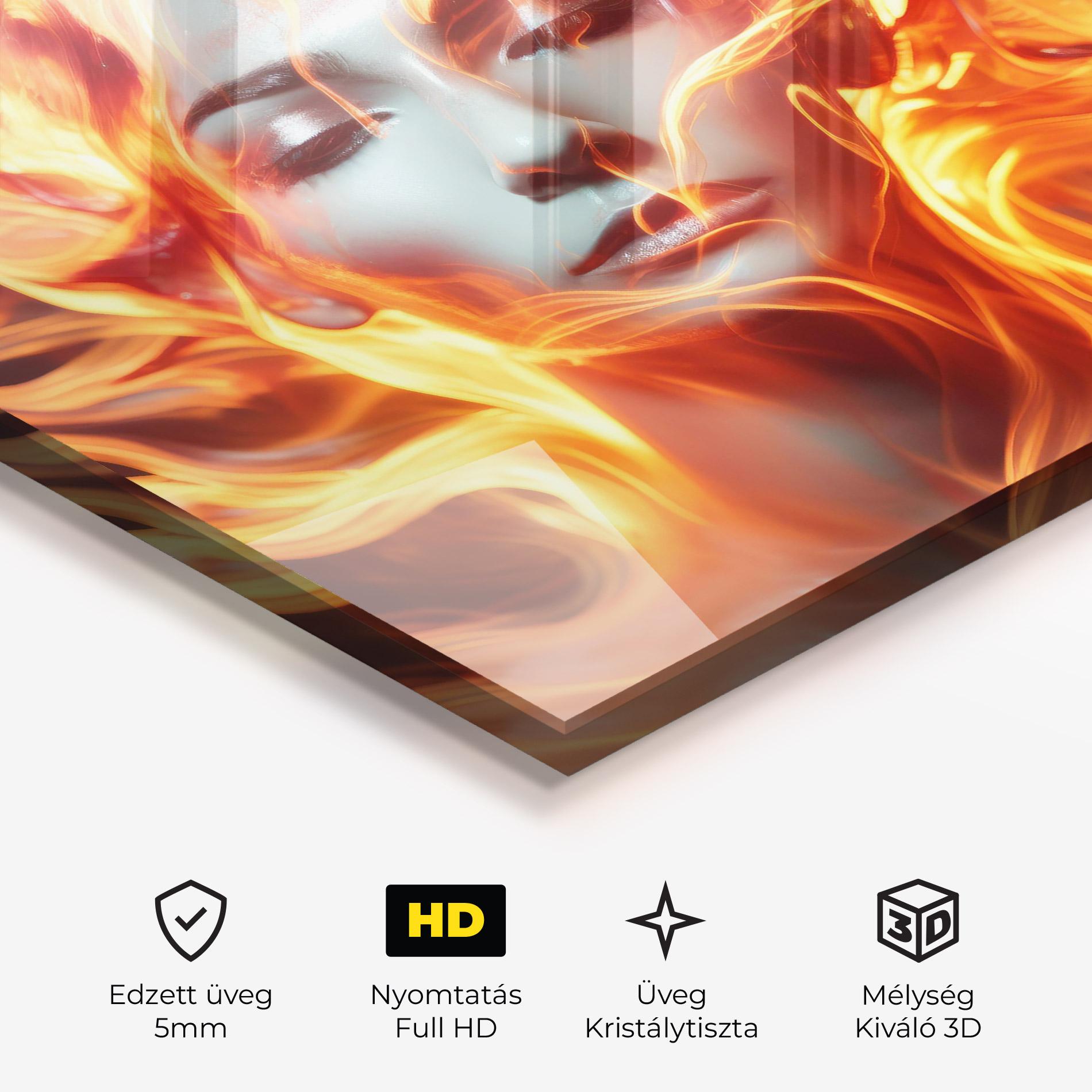 Üvegkép Fire Hair mockup 3