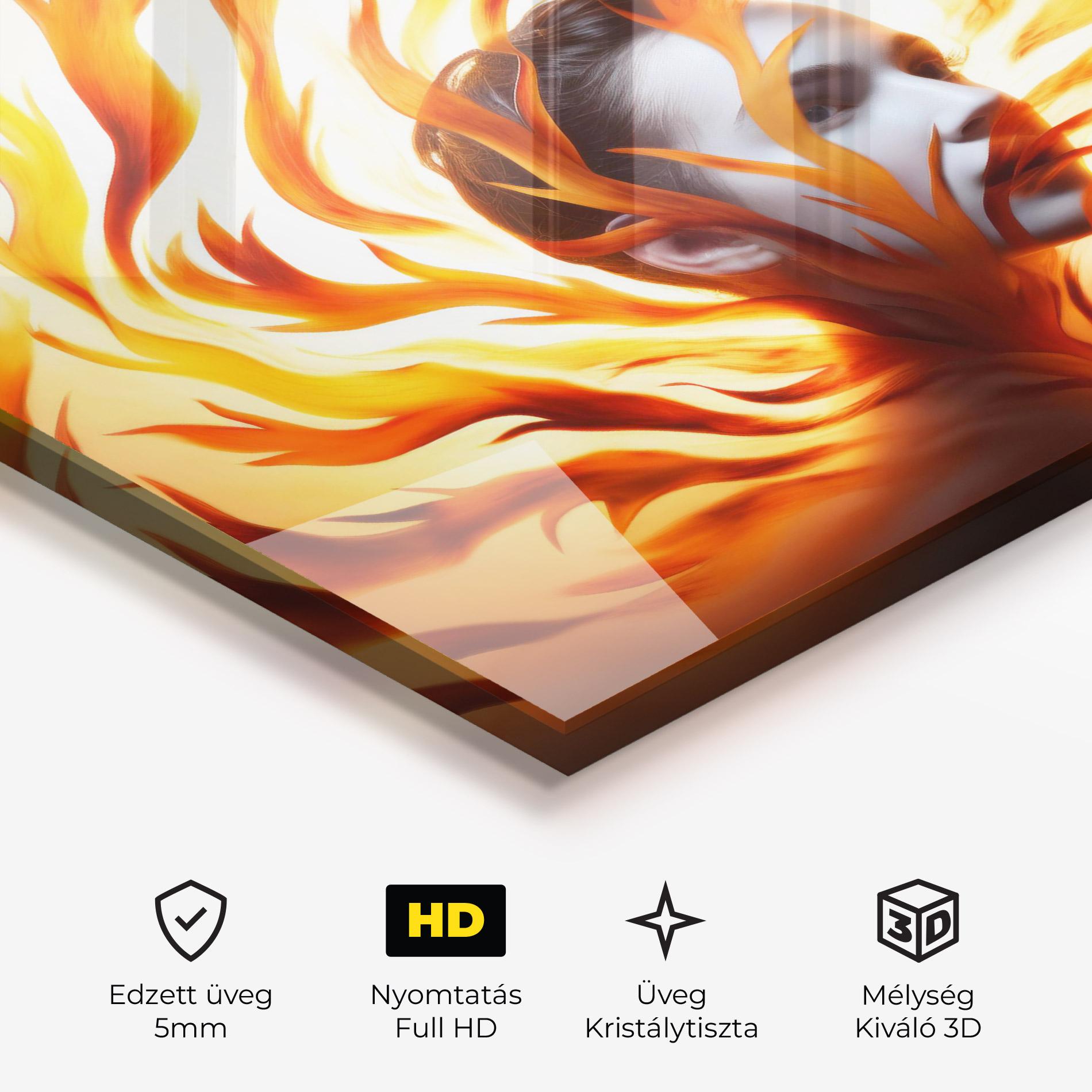 Üvegkép Fire Woman mockup 3
