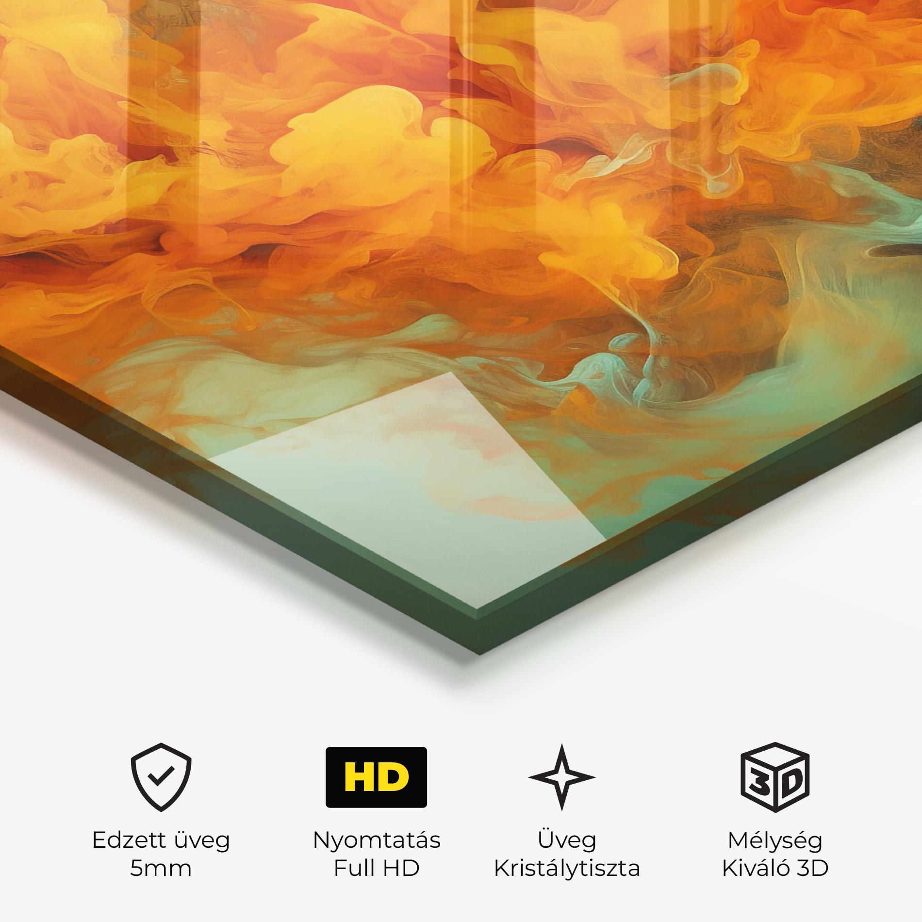 Üvegkép Orange Fire Smoke mockup 3