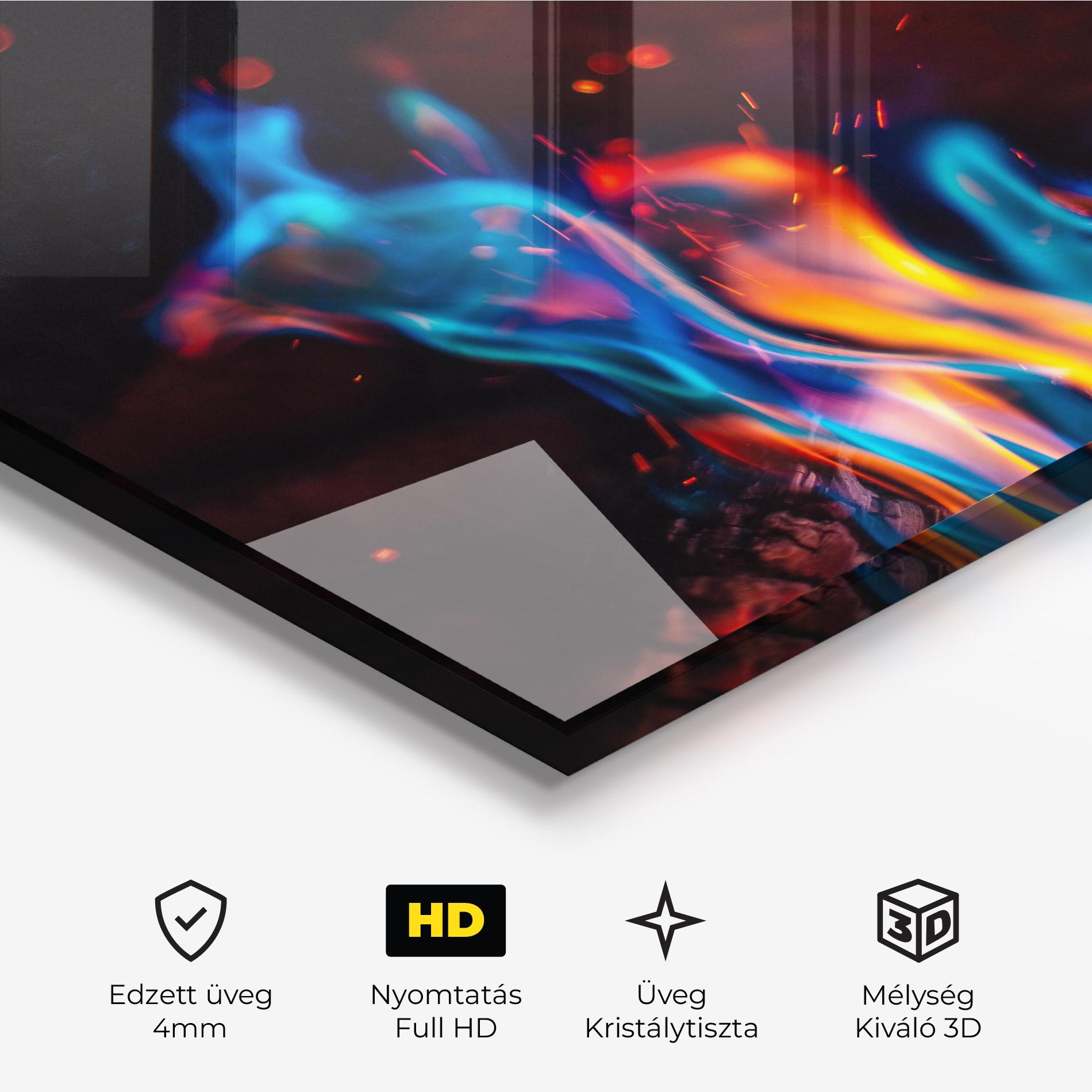 Üvegkép Blue Orange Fire mockup 3