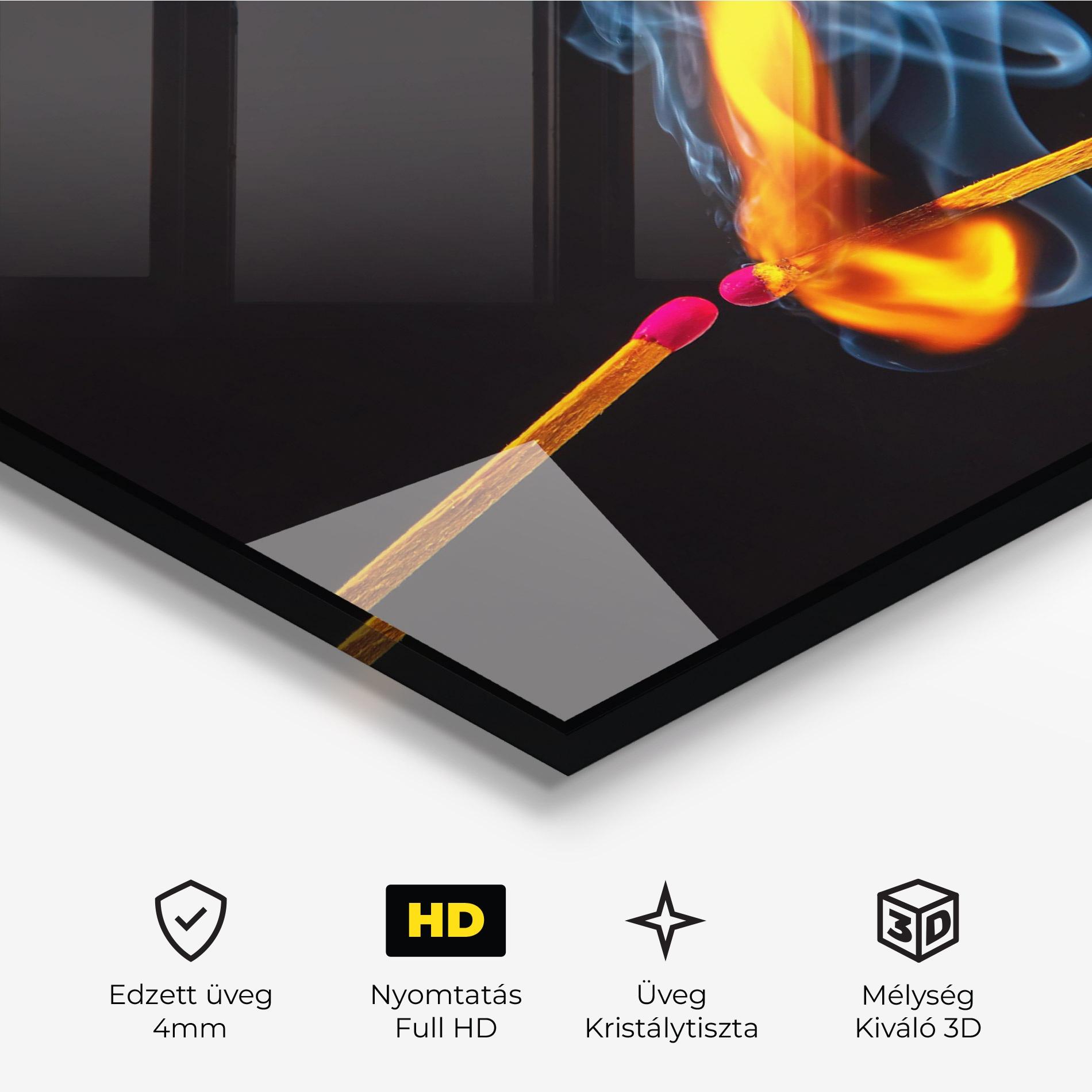 Üvegkép Burning Smoking Match mockup 3