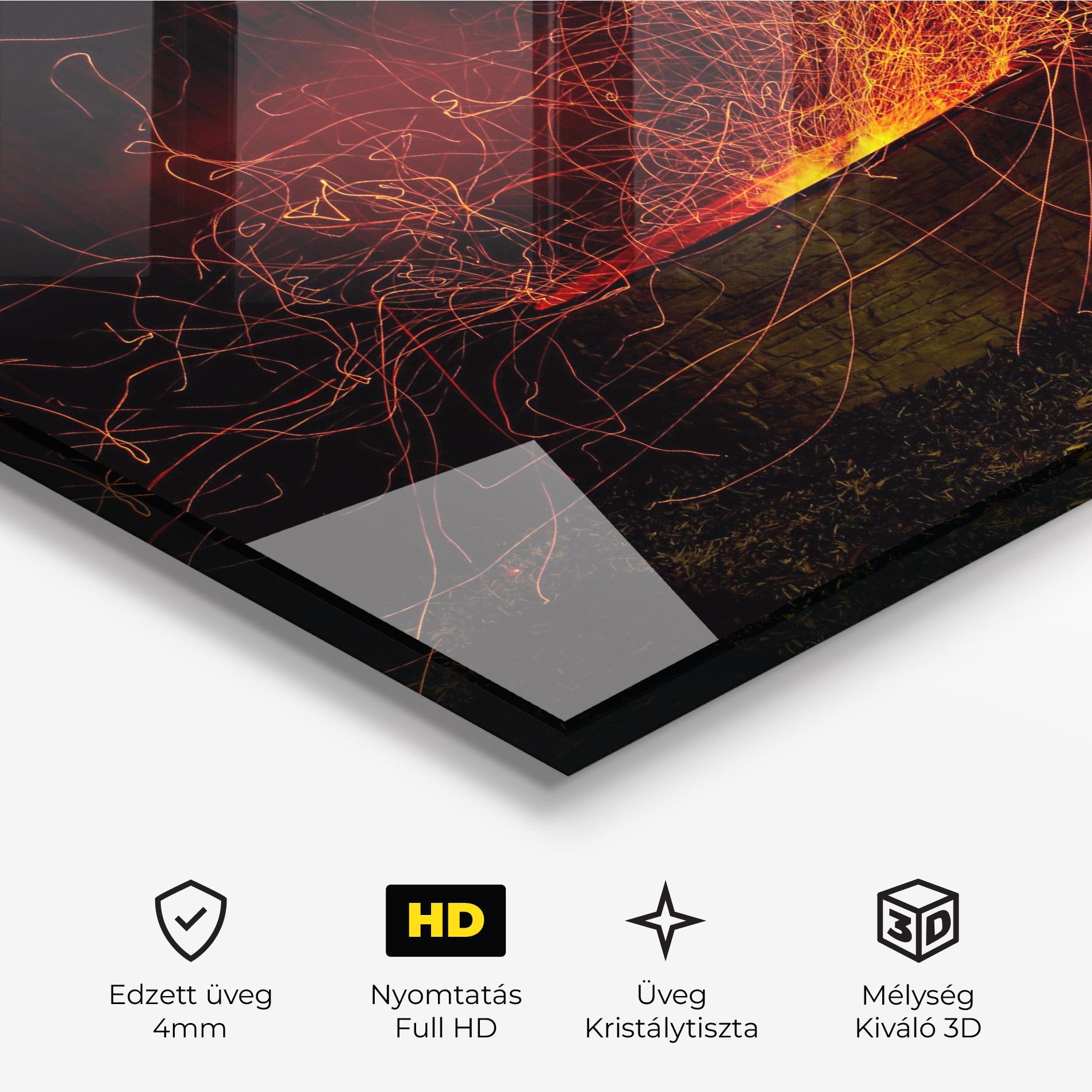 Üvegkép Fire Drawing Effect mockup 3