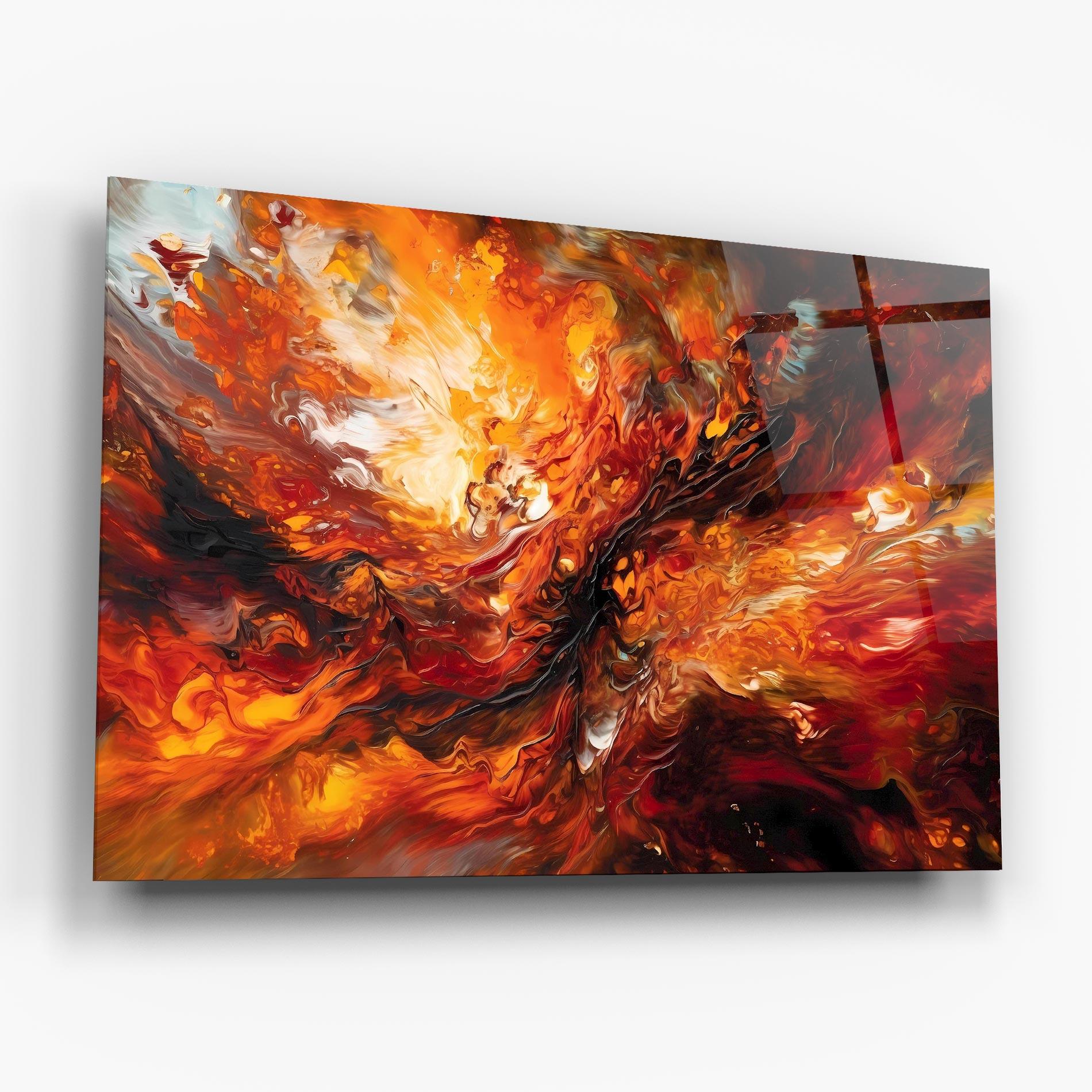 Üvegkép Fiery Red Orange Art mockup 6