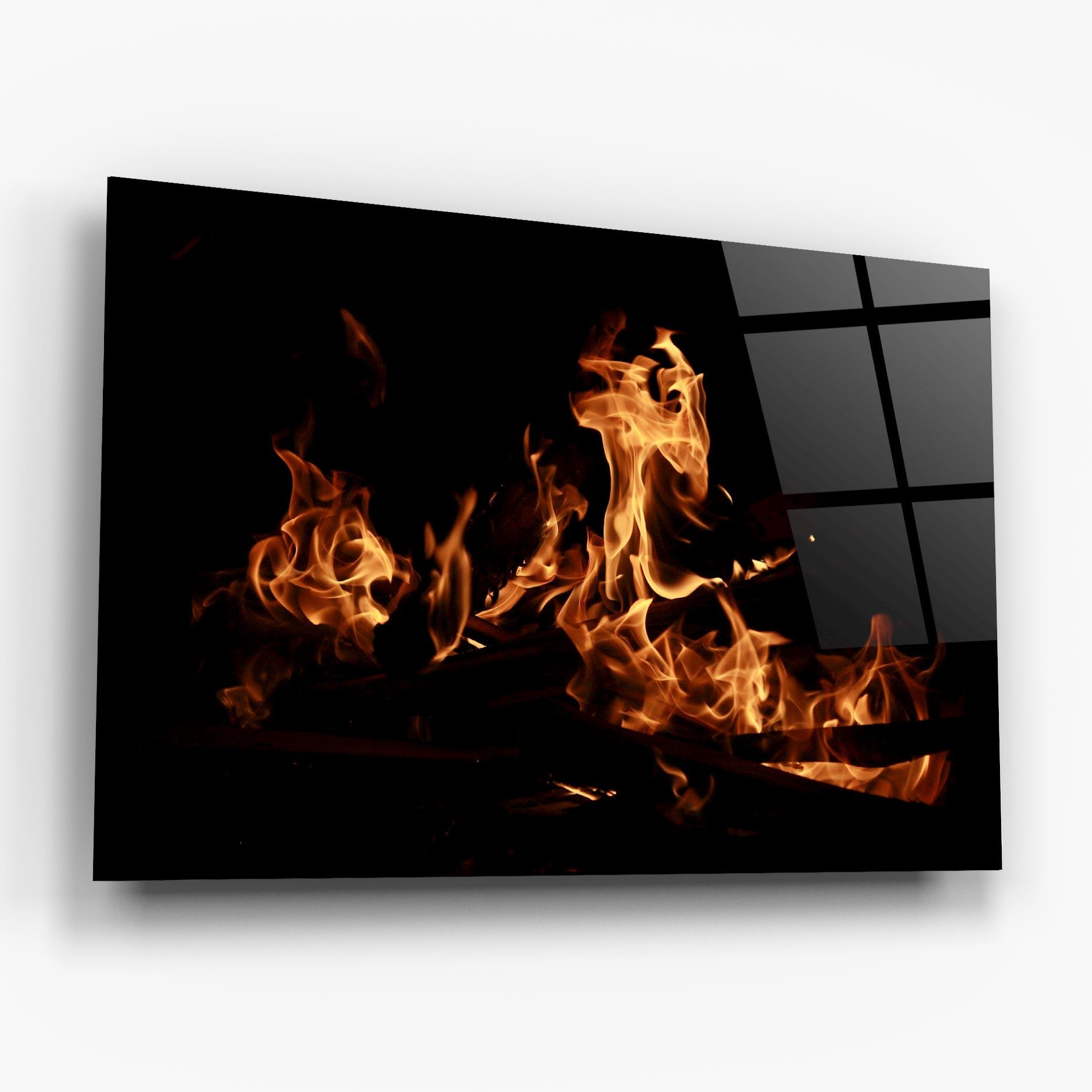 Üvegkép Fire On Black mockup 6