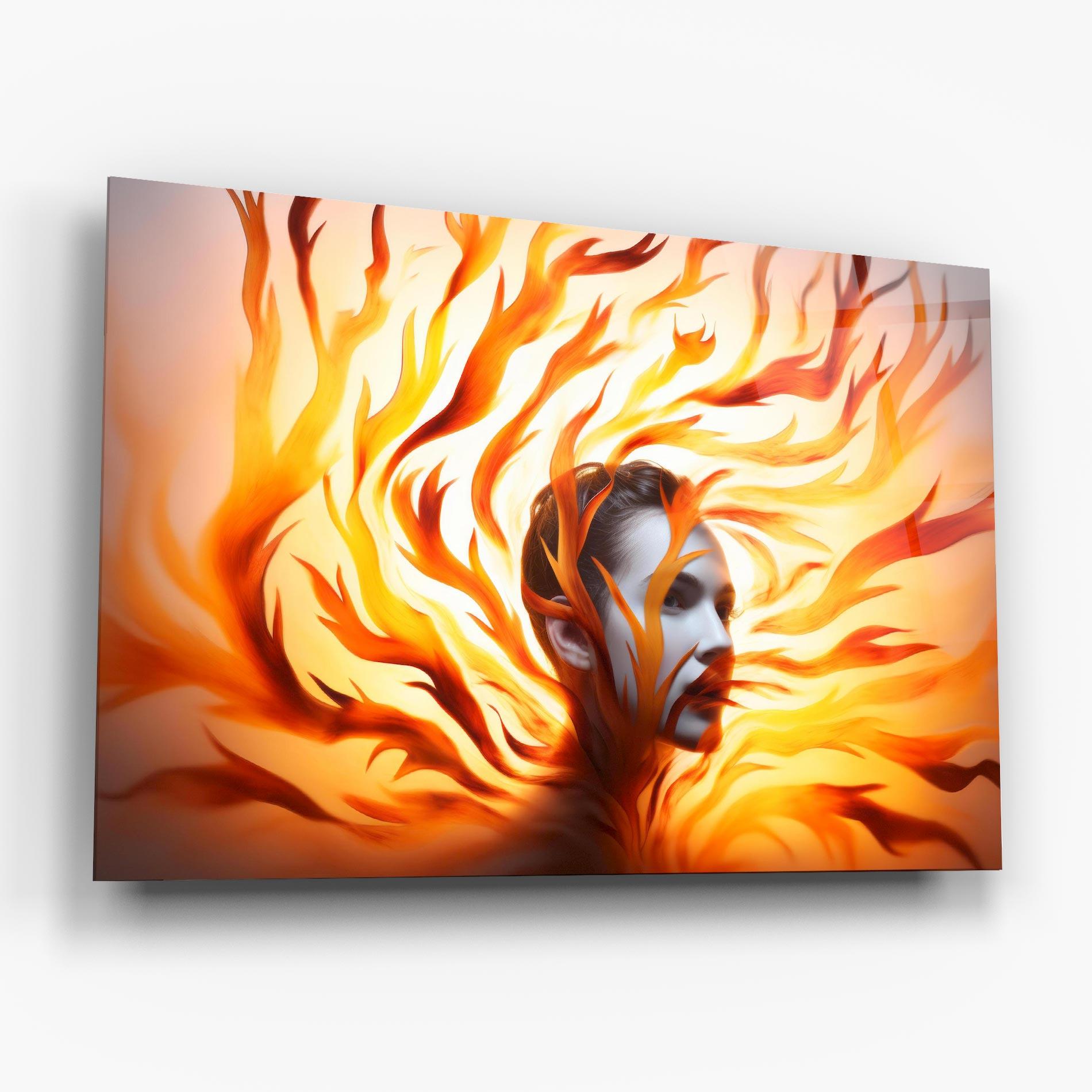 Üvegkép Fire Woman mockup 6
