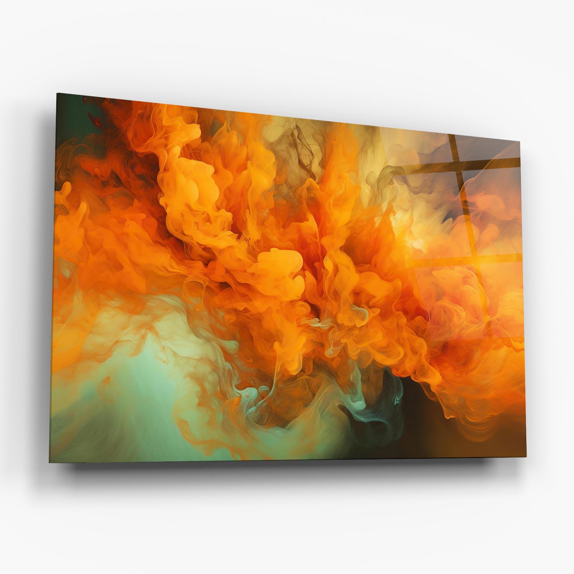 Üvegkép Orange Fire Smoke mockup 6
