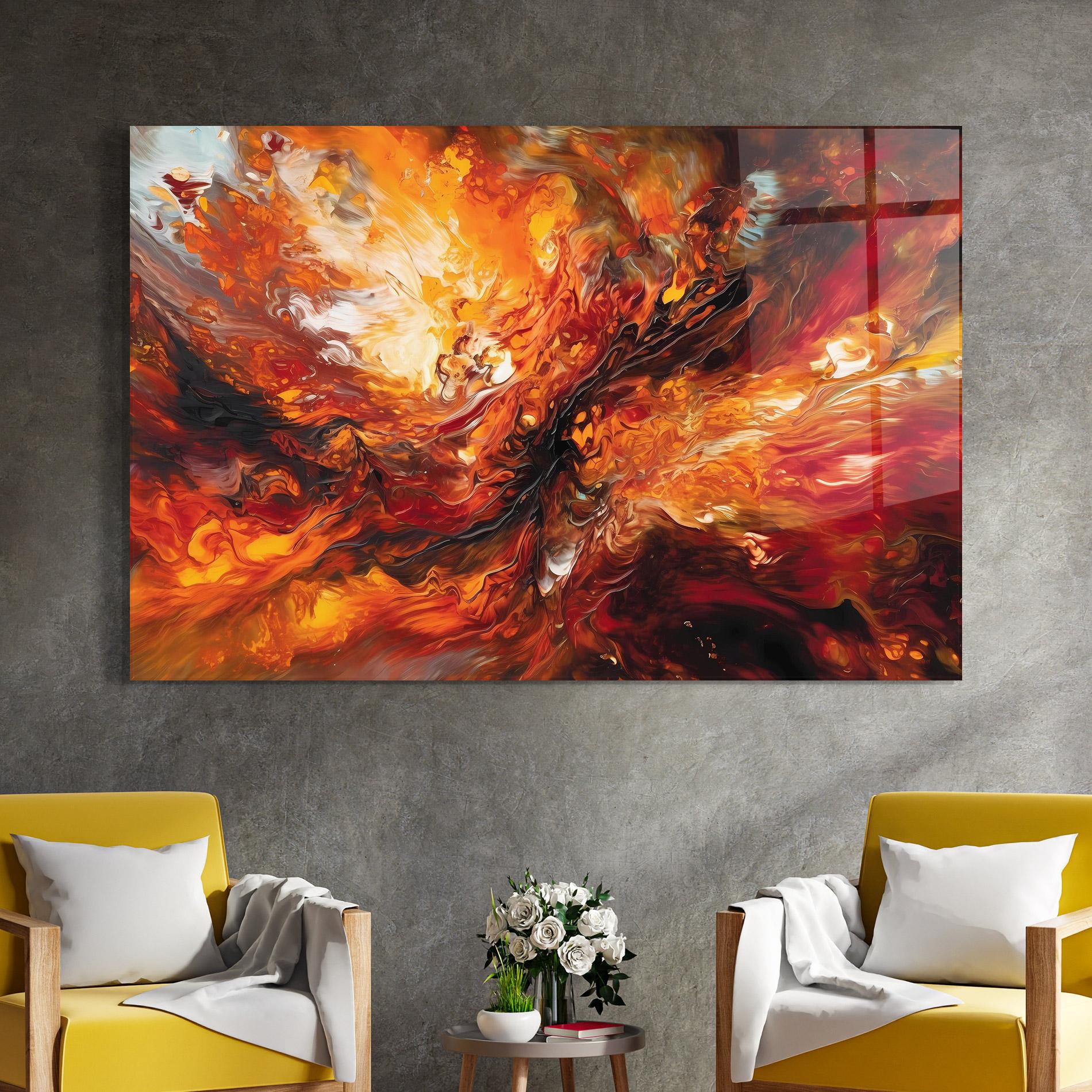 Üvegkép Fiery Red Orange Art mockup 4