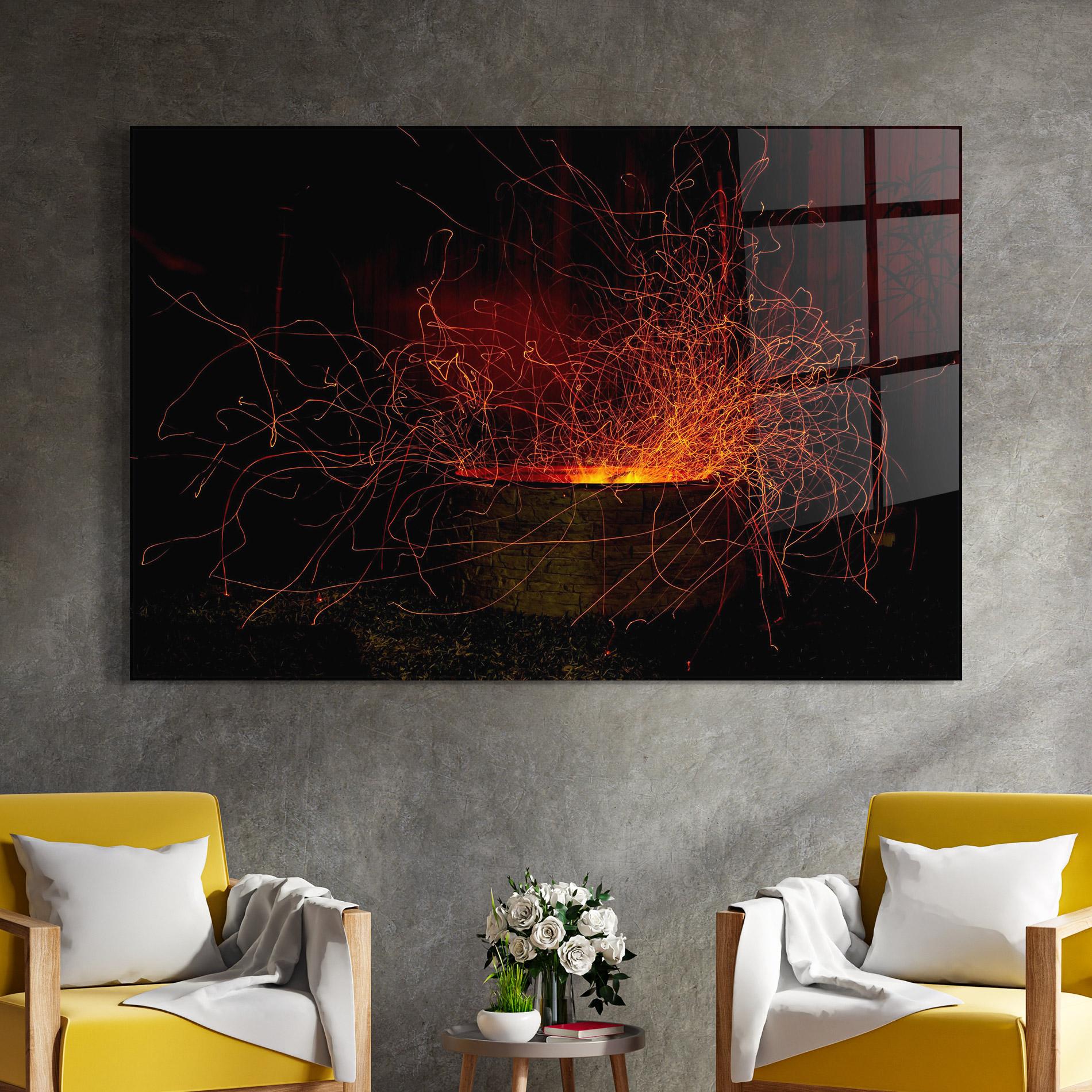 Üvegkép Fire Drawing Effect mockup 4