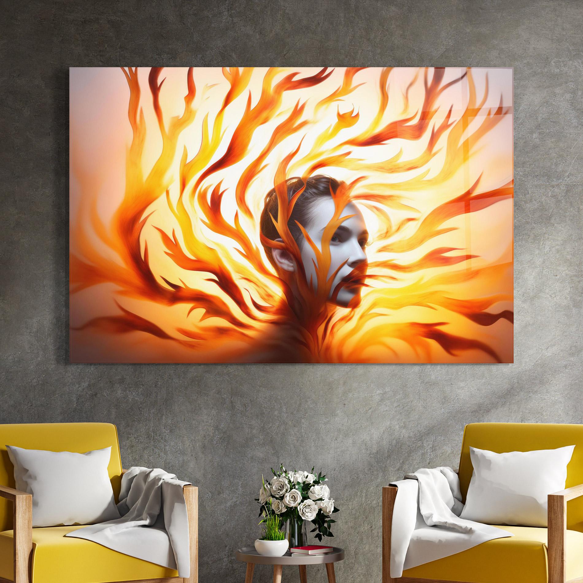 Üvegkép Fire Woman mockup 4