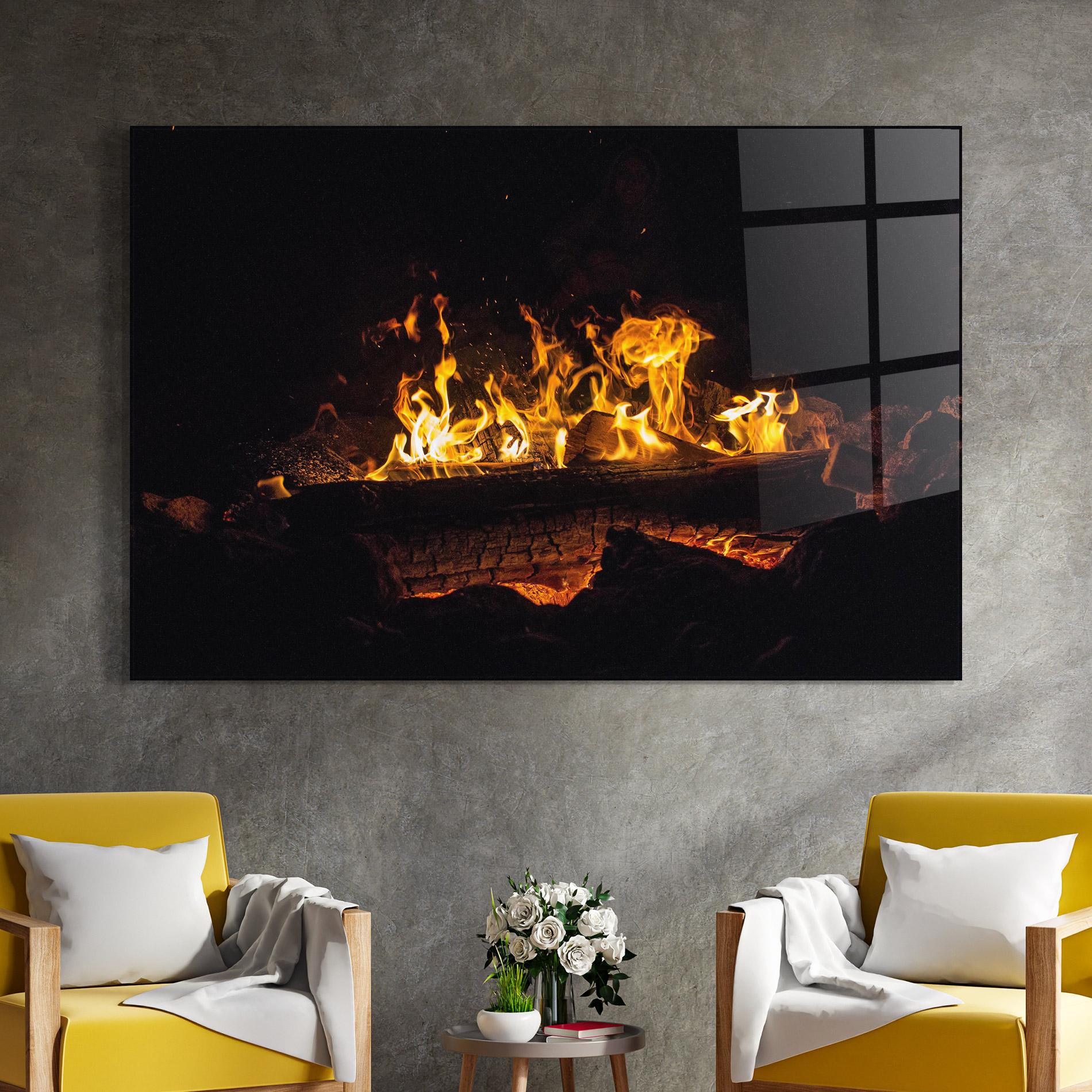 Üvegkép Fire Wood mockup 4