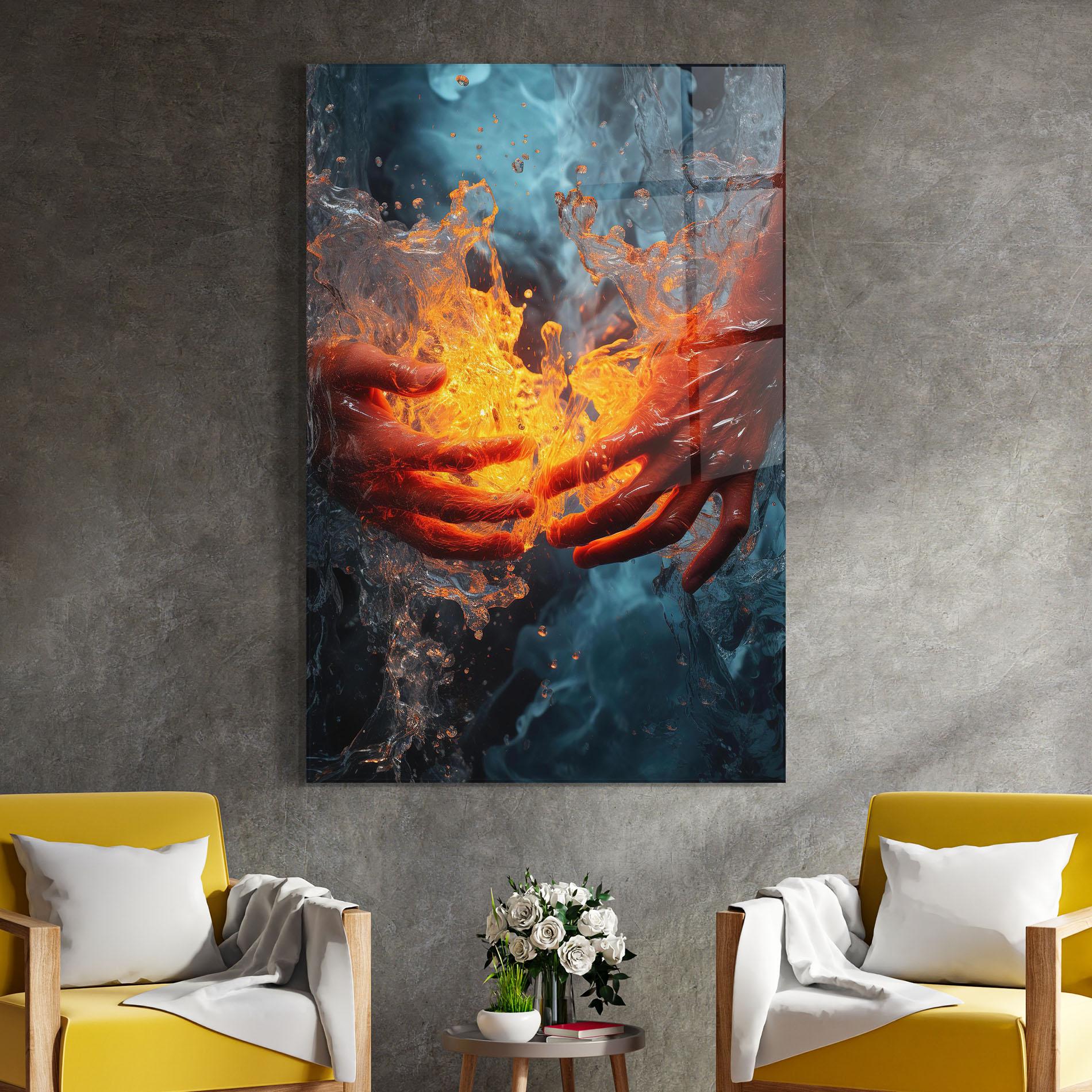 Üvegkép Fire Water mockup 4