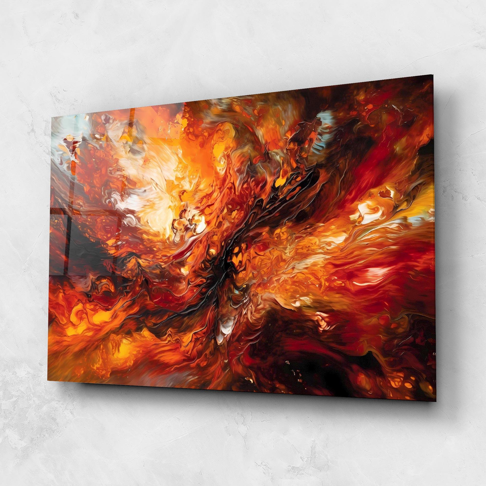Üvegkép Fiery Red Orange Art mockup 1