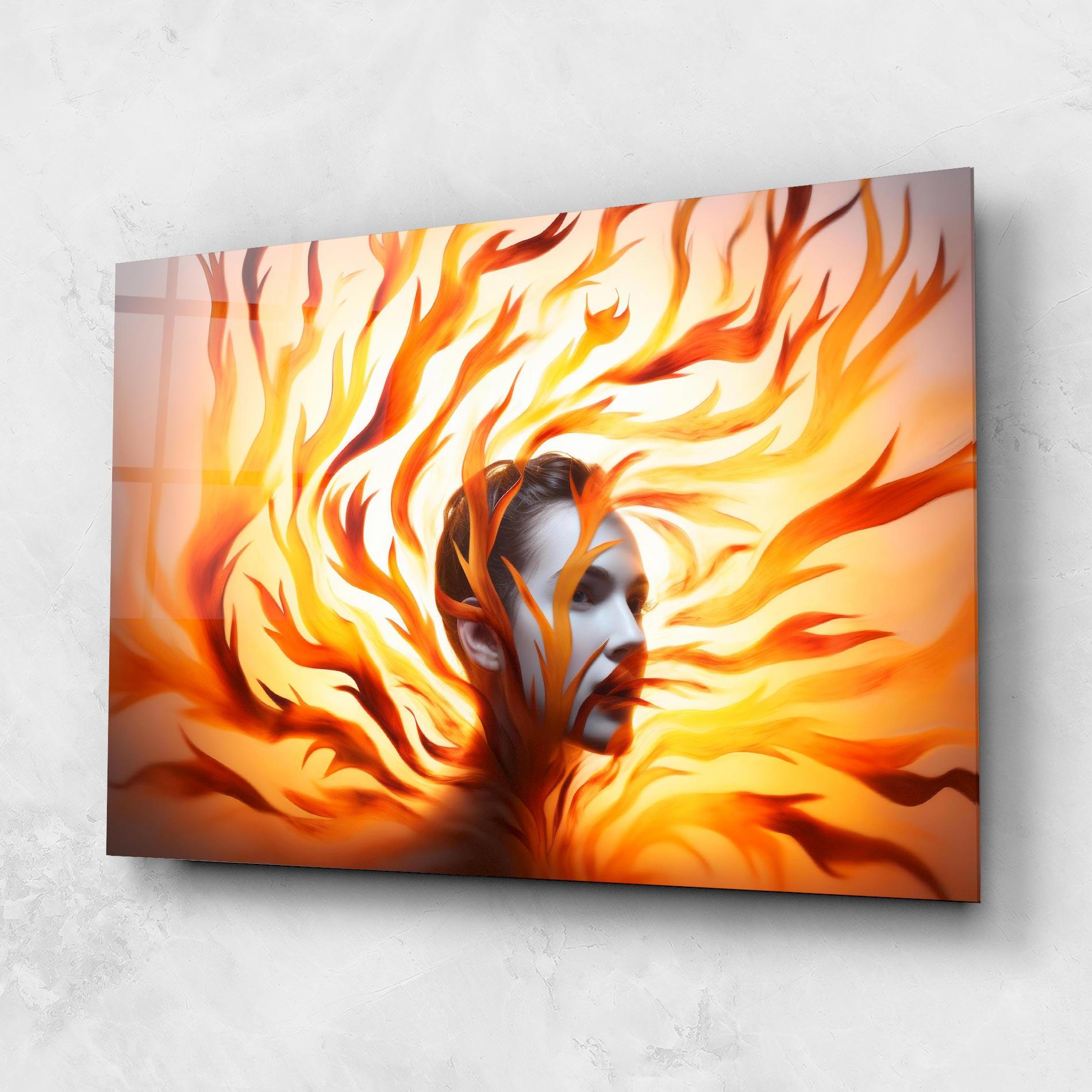 Üvegkép Fire Woman mockup 1