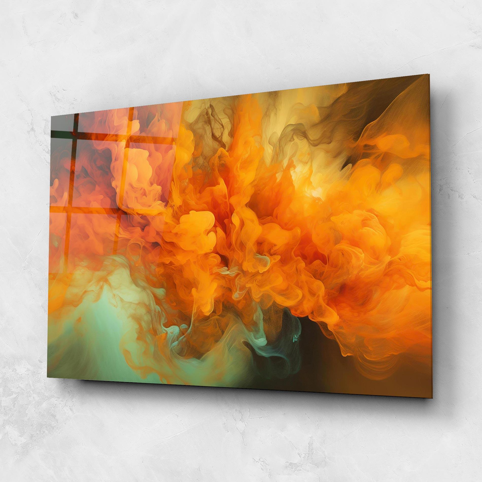 Üvegkép Orange Fire Smoke mockup 1