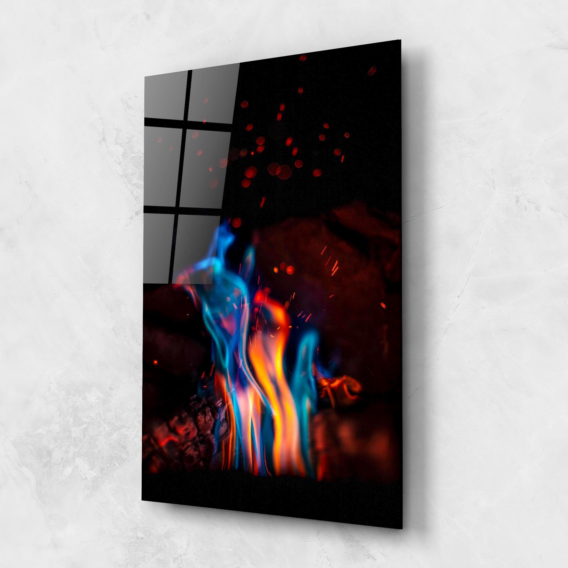 Üvegkép Blue Orange Fire mockup 1