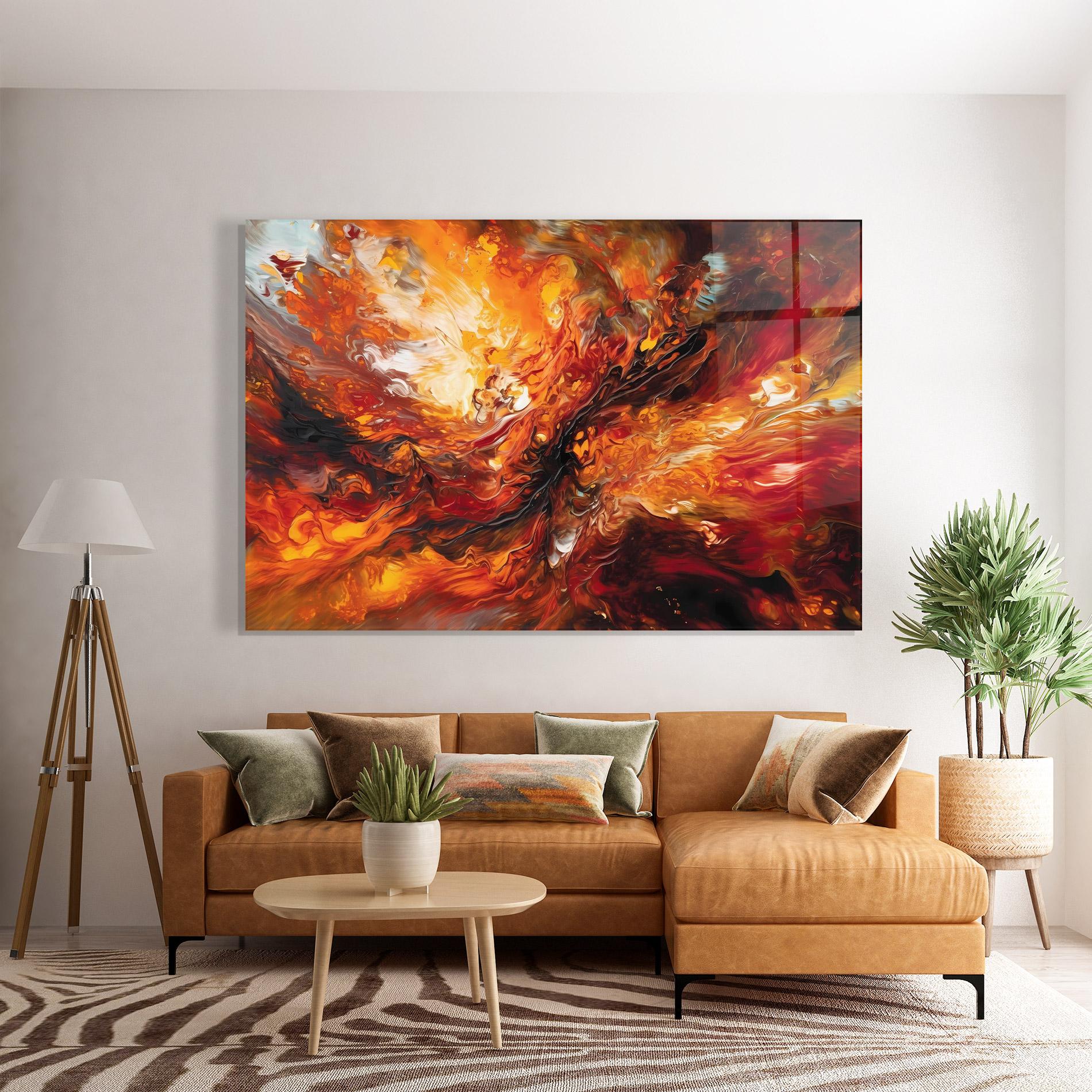 Üvegkép Fiery Red Orange Art mockup 7