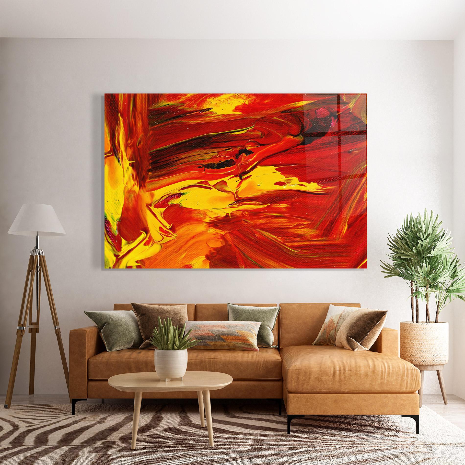 Üvegkép Fire Painting mockup 7