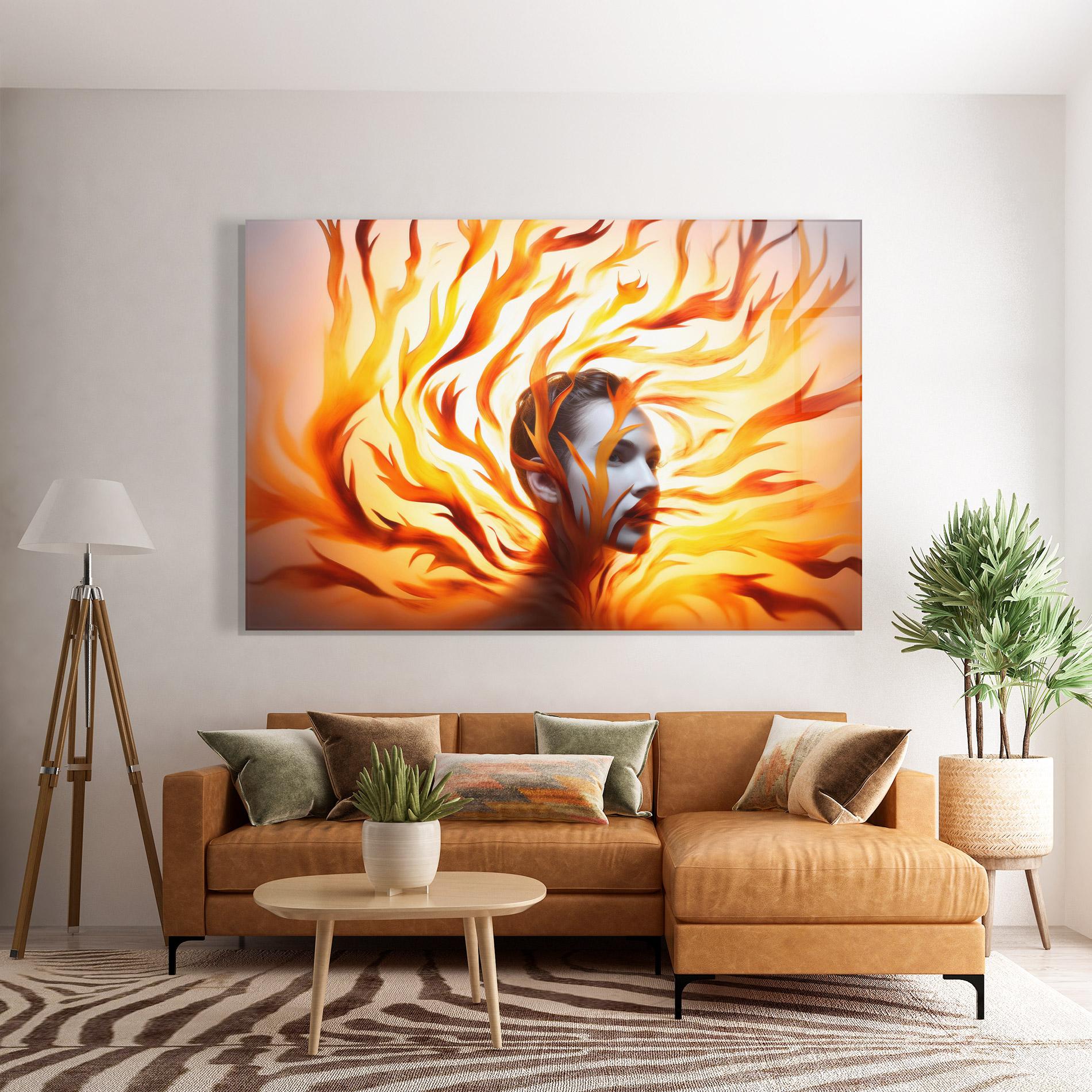 Üvegkép Fire Woman mockup 7
