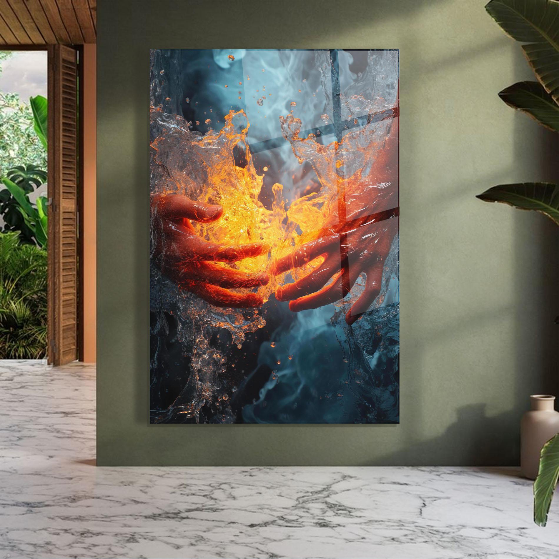 Üvegkép Fire Water mockup 7