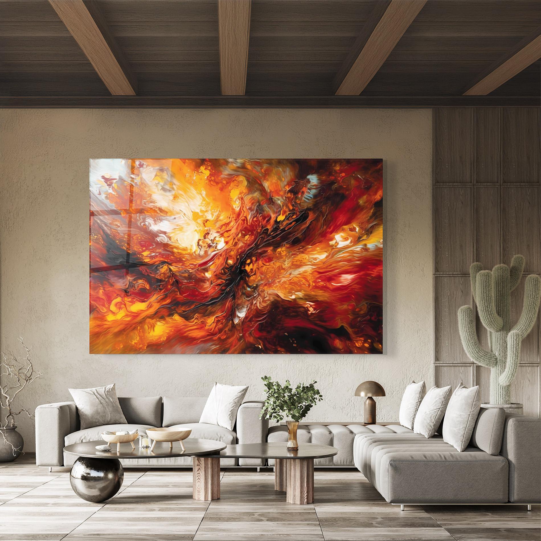 Üvegkép Fiery Red Orange Art mockup 8