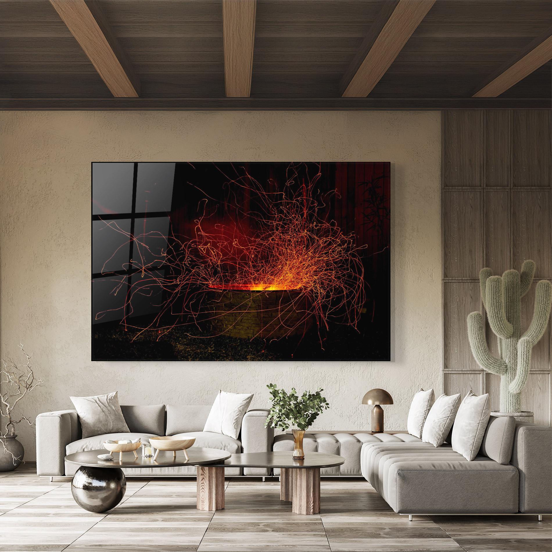 Üvegkép Fire Drawing Effect mockup 8