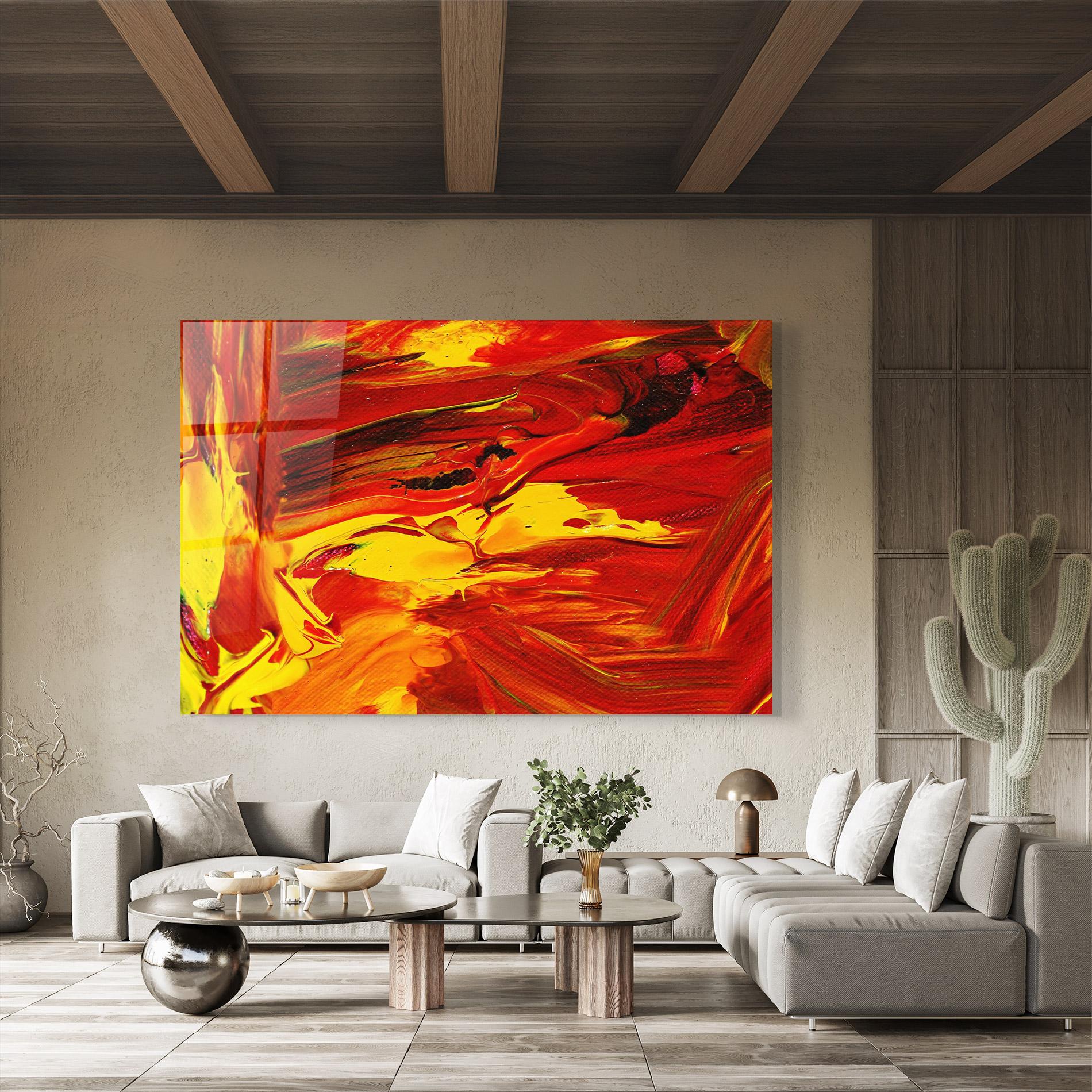 Üvegkép Fire Painting mockup 8