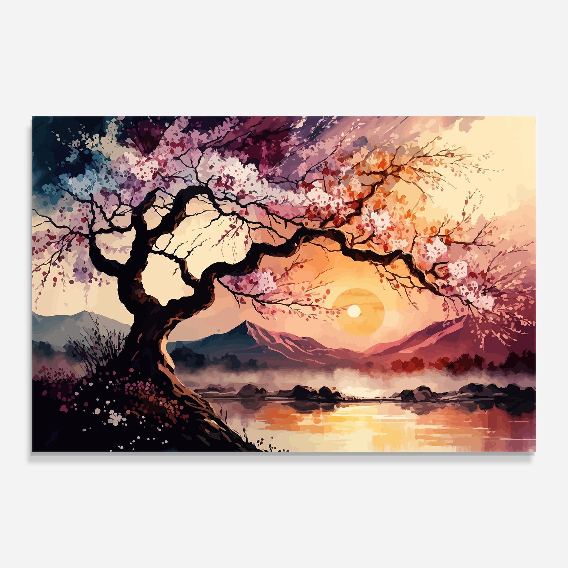 Üvegkép Pink Tree Nature mockup 0