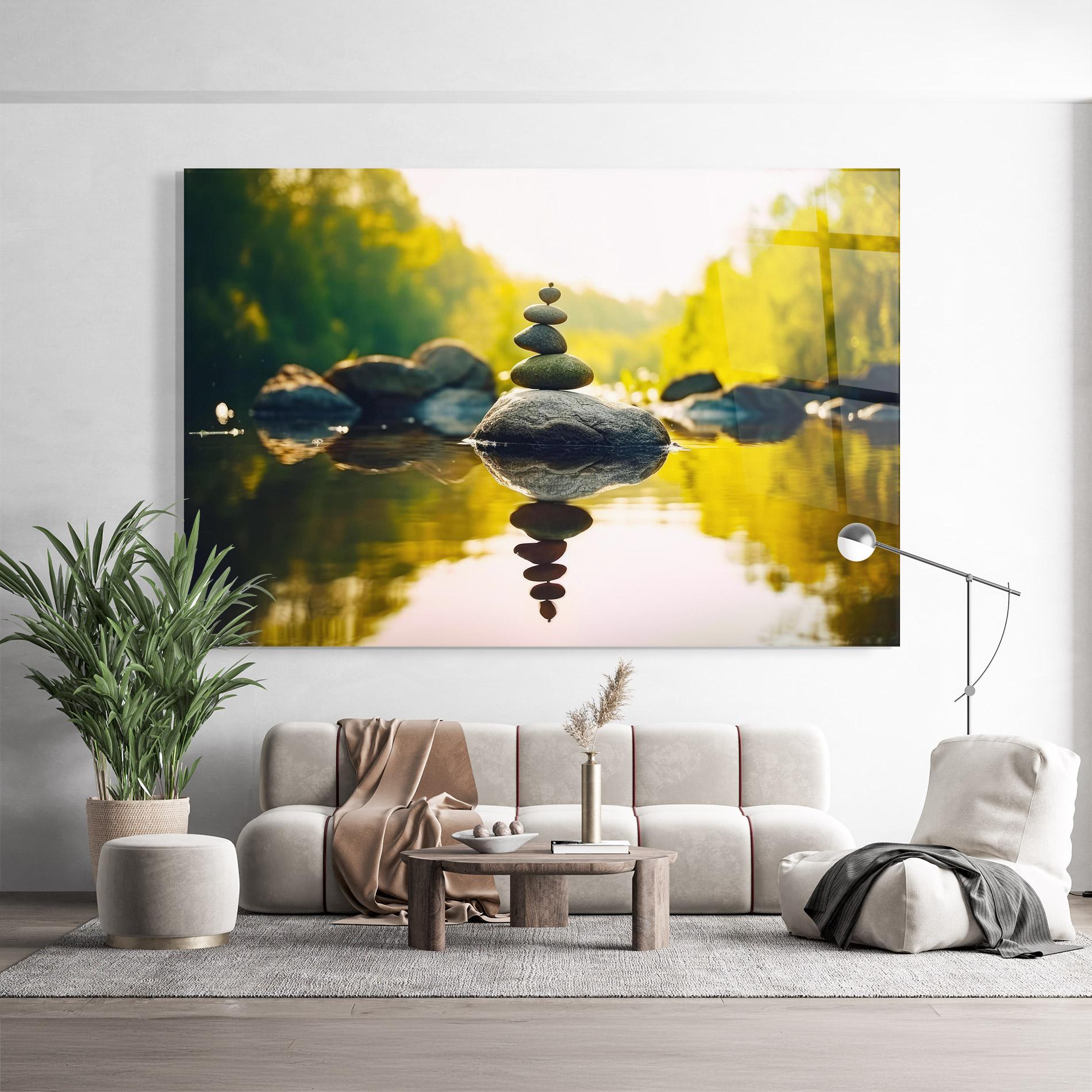 Üvegkép Lake Meditation Rocks mockup 9