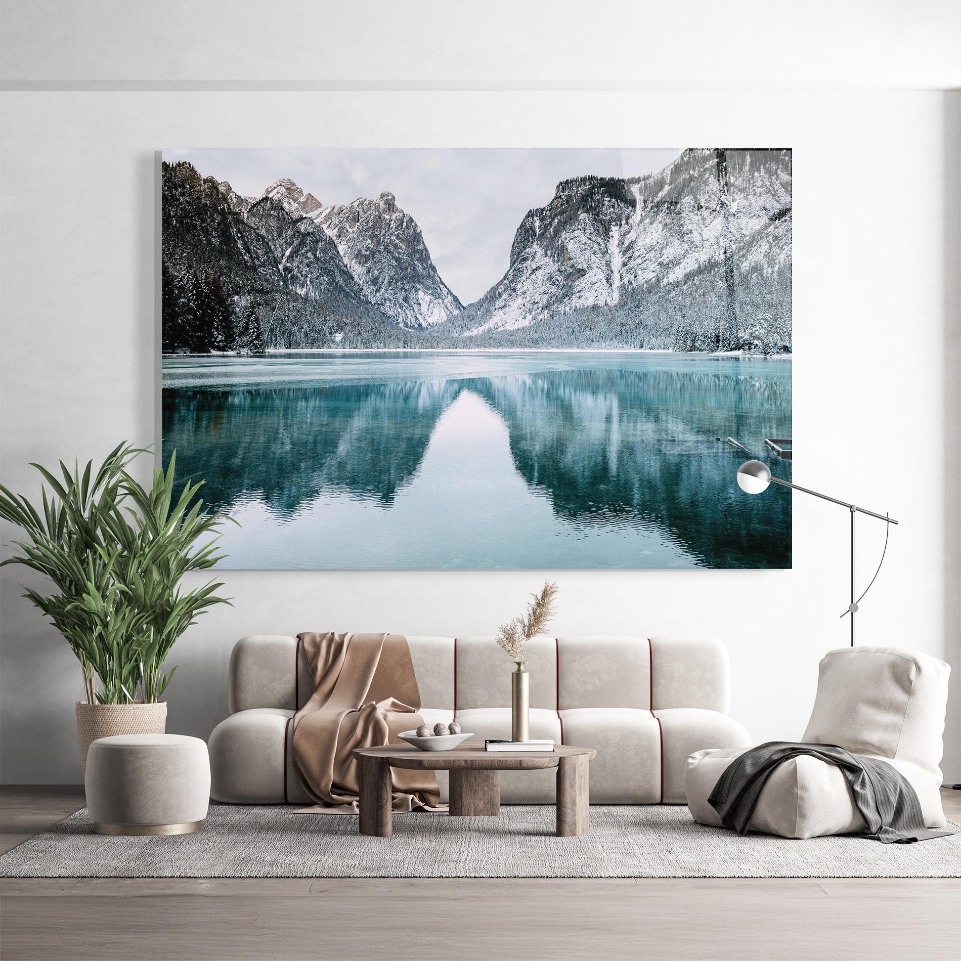 Üvegkép Lake Reflection Mountain mockup 9