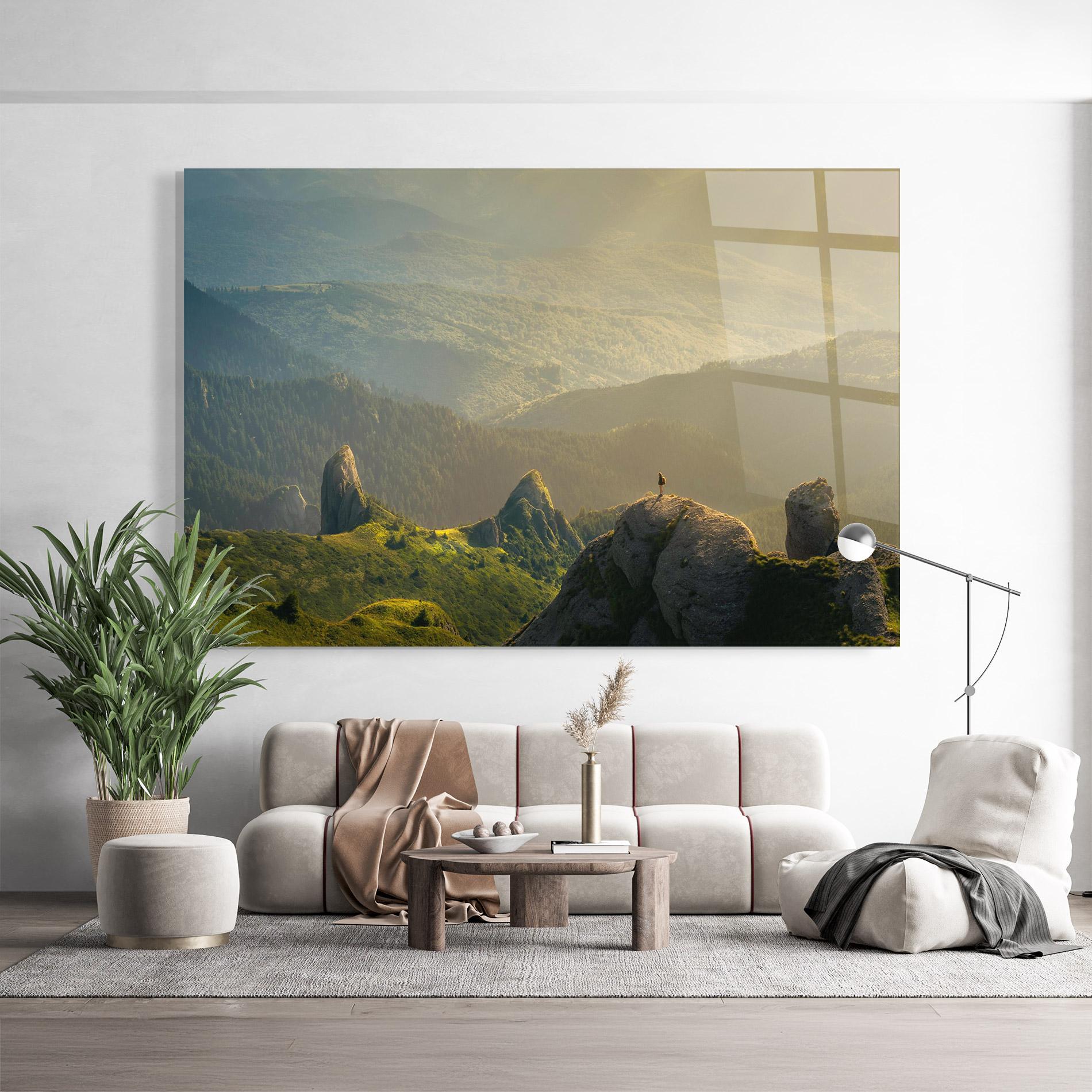 Üvegkép Man On Big Stones mockup 9