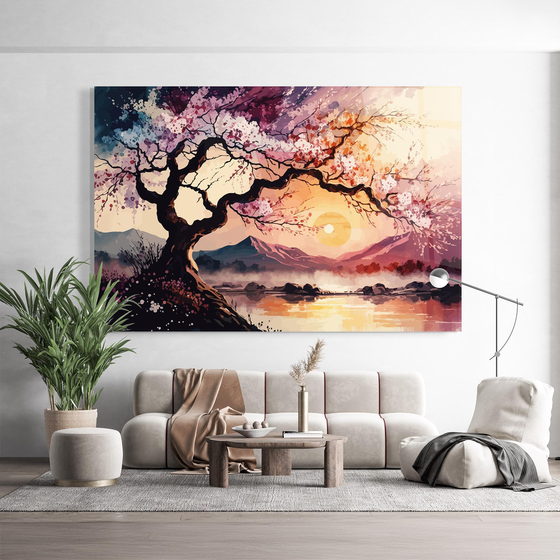 Üvegkép Pink Tree Nature mockup 9