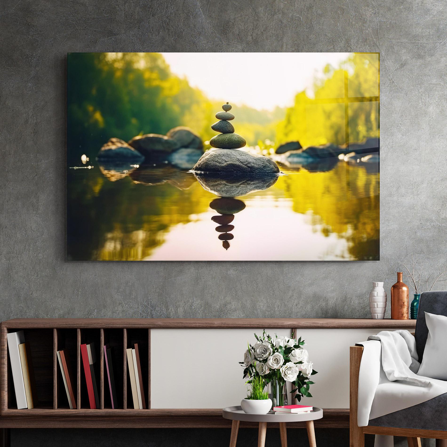 Üvegkép Lake Meditation Rocks mockup 2