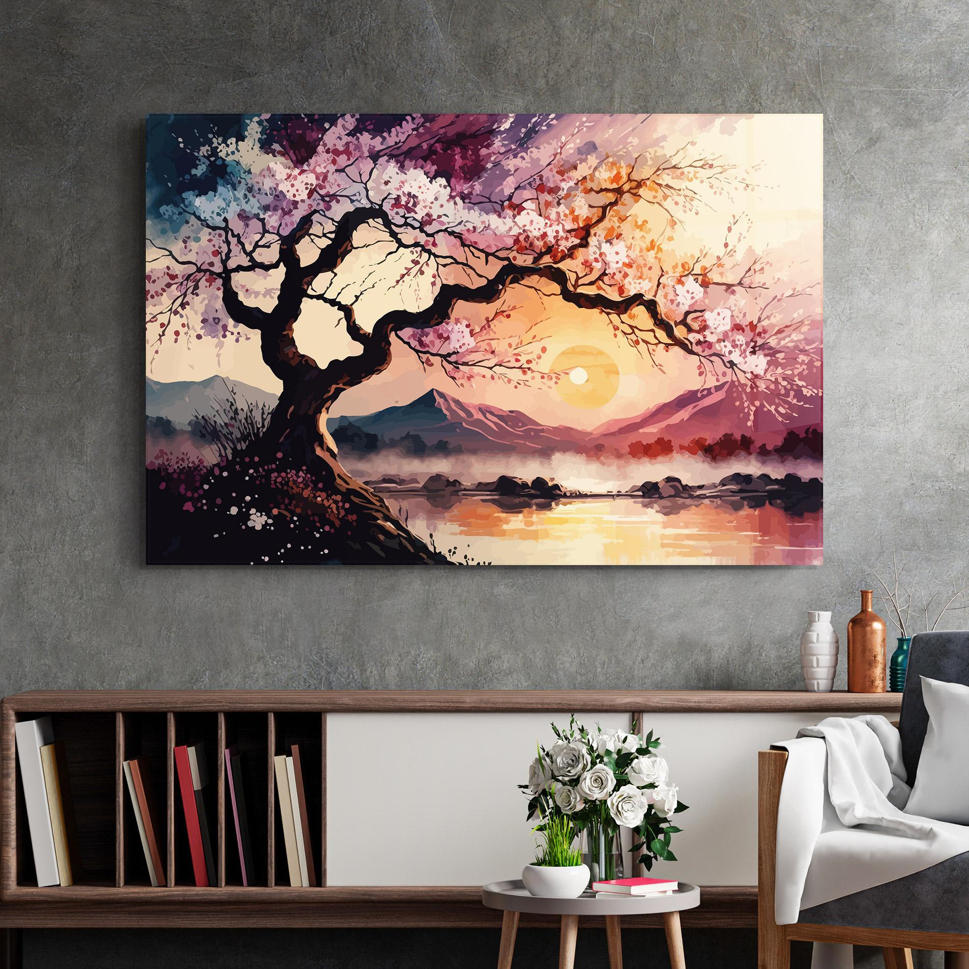 Üvegkép Pink Tree Nature mockup 2