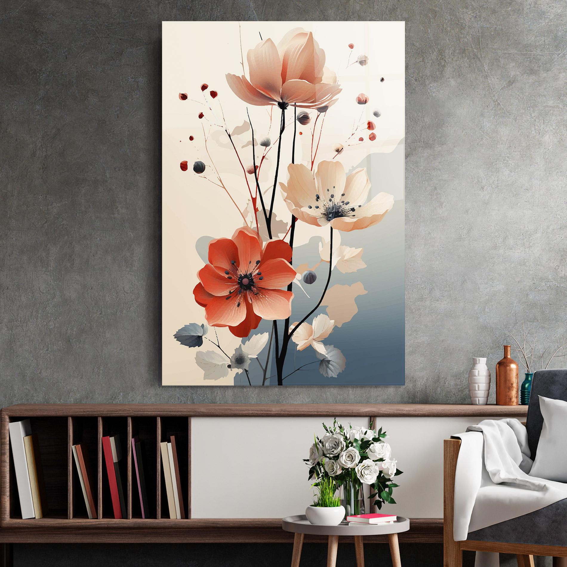 Üvegkép Cream Flower Nature mockup 2