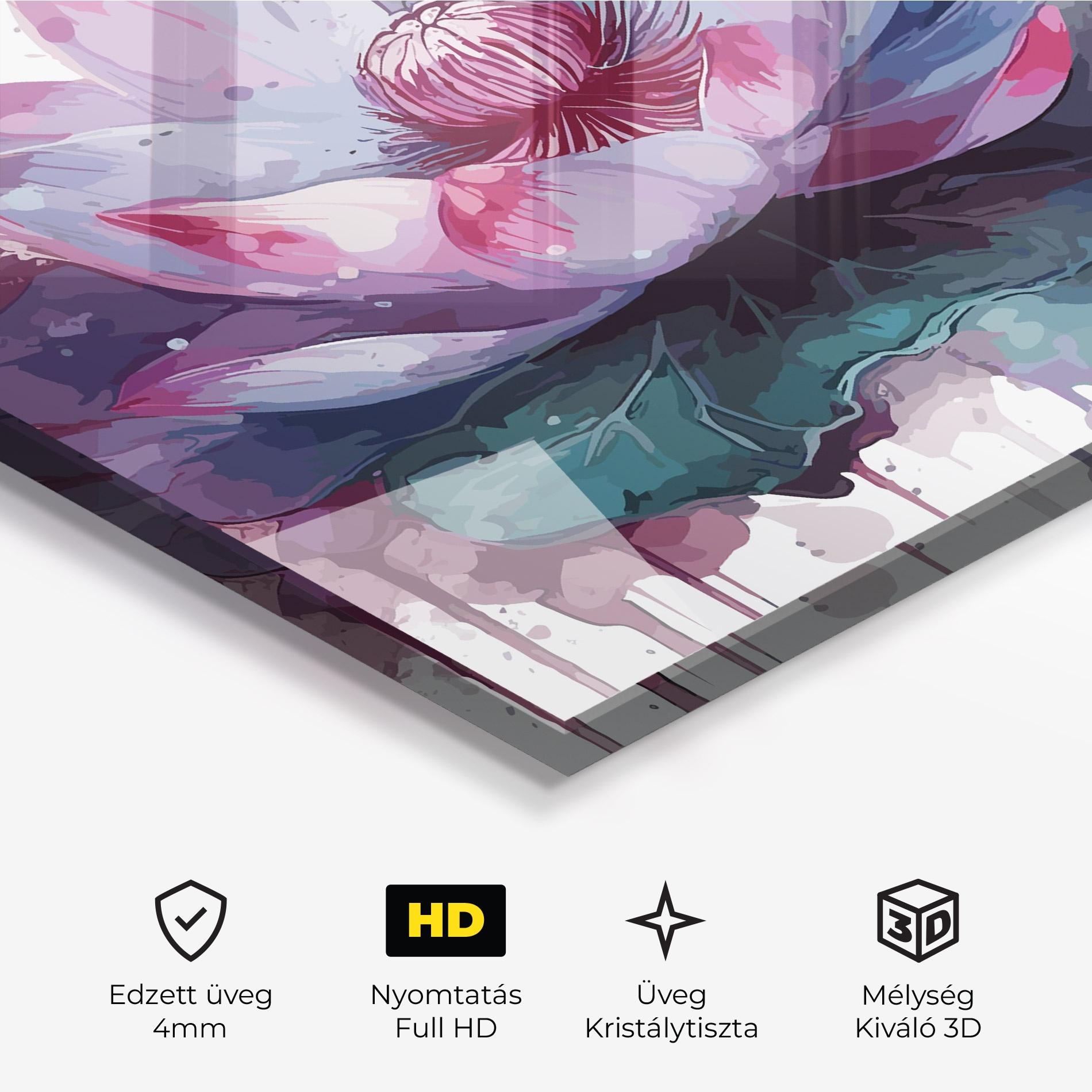 Üvegkép Green Purple Lotus mockup 3