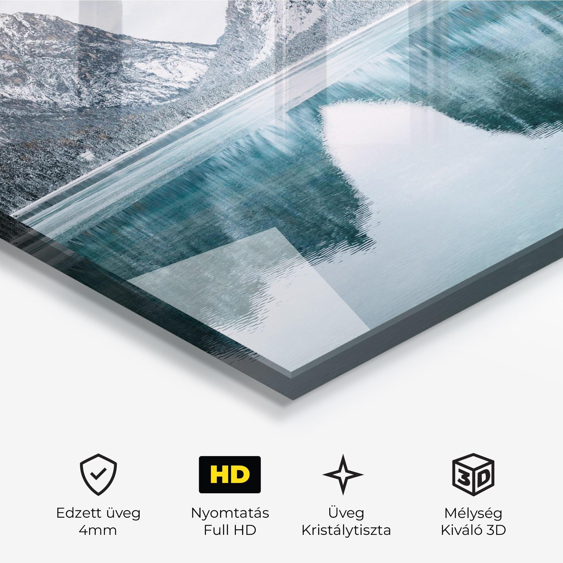 Üvegkép Lake Reflection Mountain mockup 3