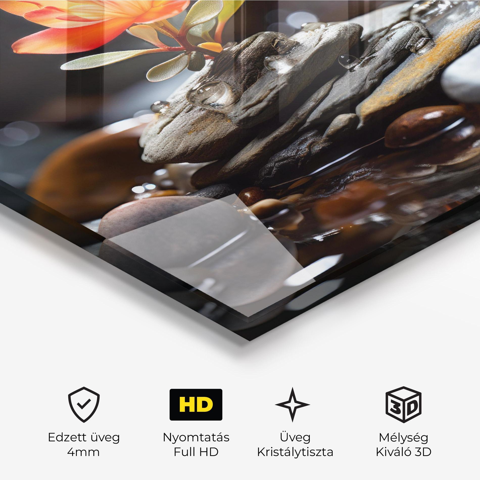 Üvegkép Orange Flower Stone mockup 3