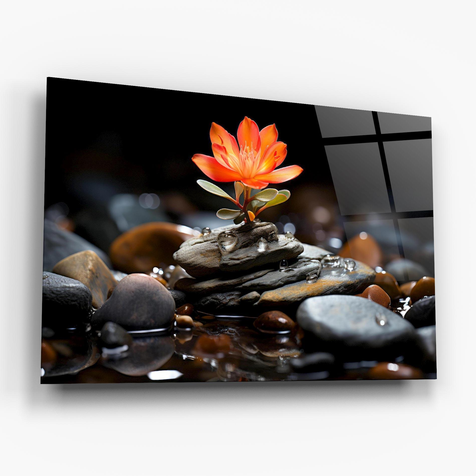 Üvegkép Orange Flower Stone mockup 6