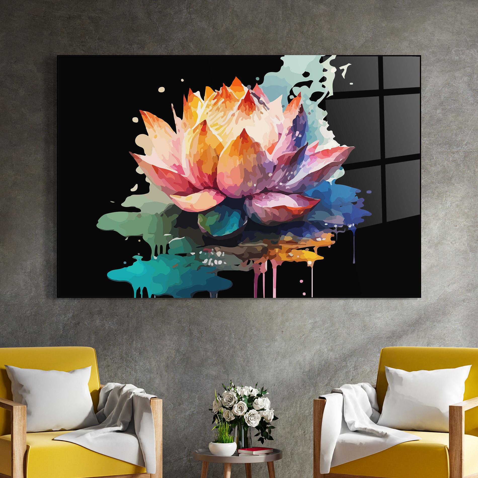 Üvegkép Colorful Lotus mockup 4