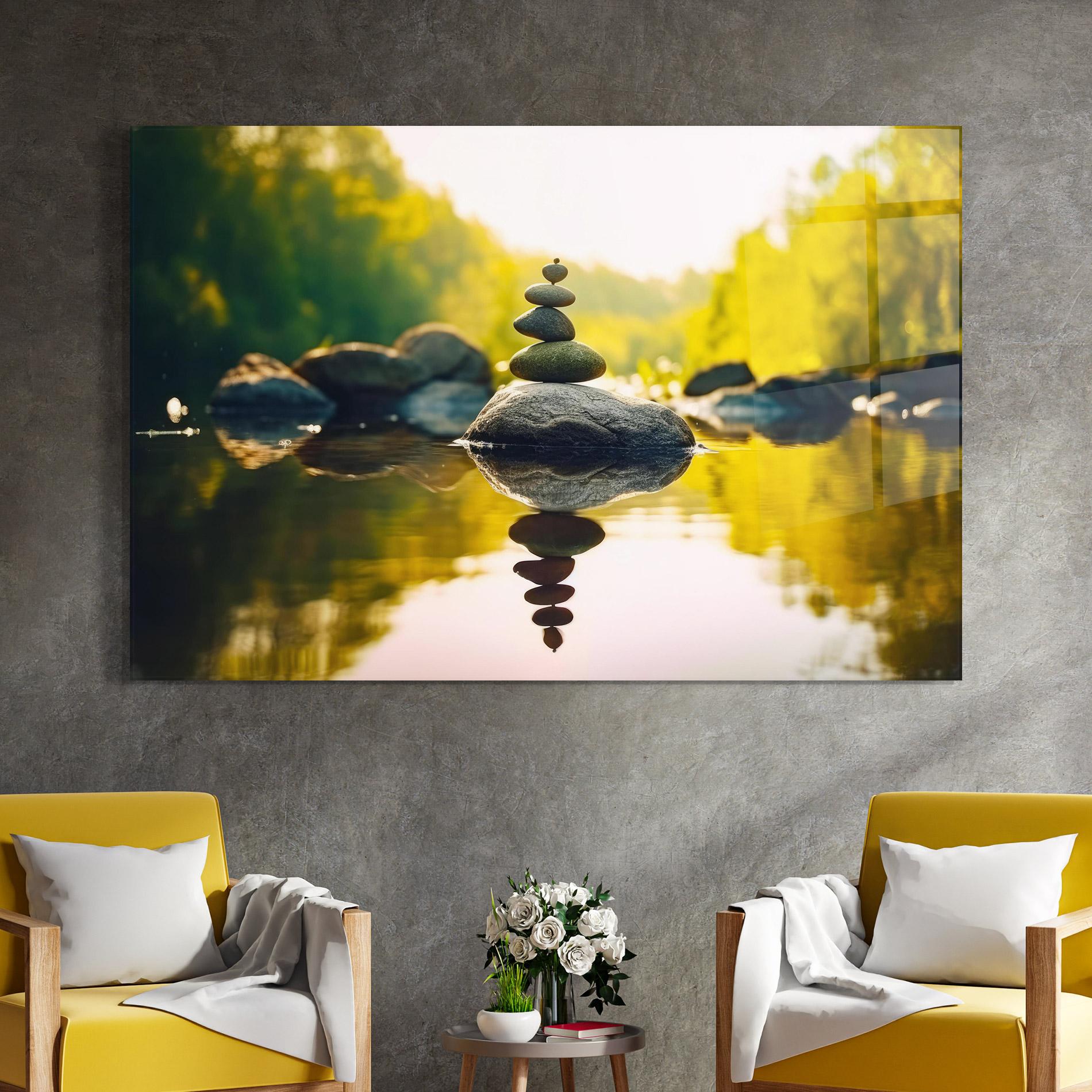 Üvegkép Lake Meditation Rocks mockup 4