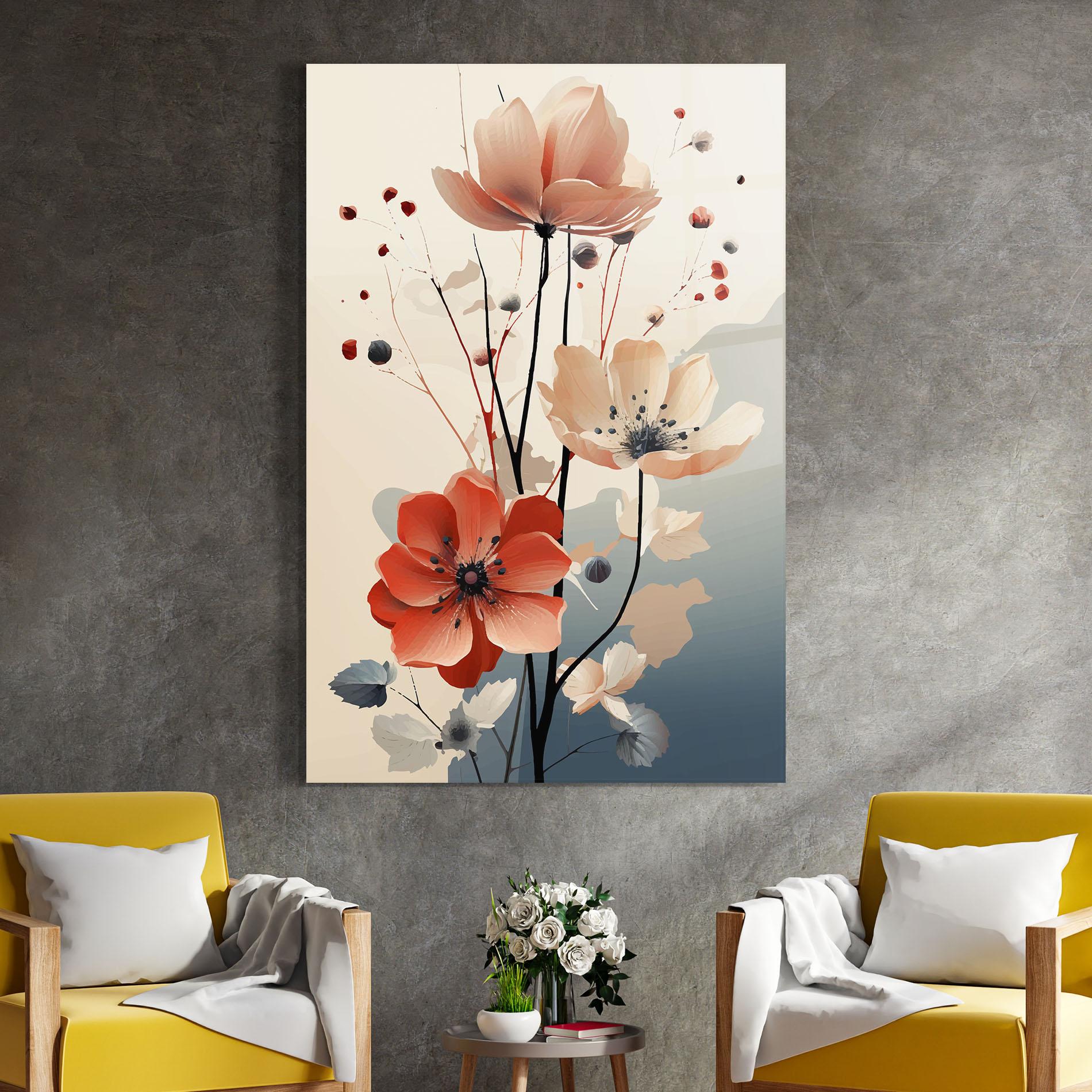 Üvegkép Cream Flower Nature mockup 4