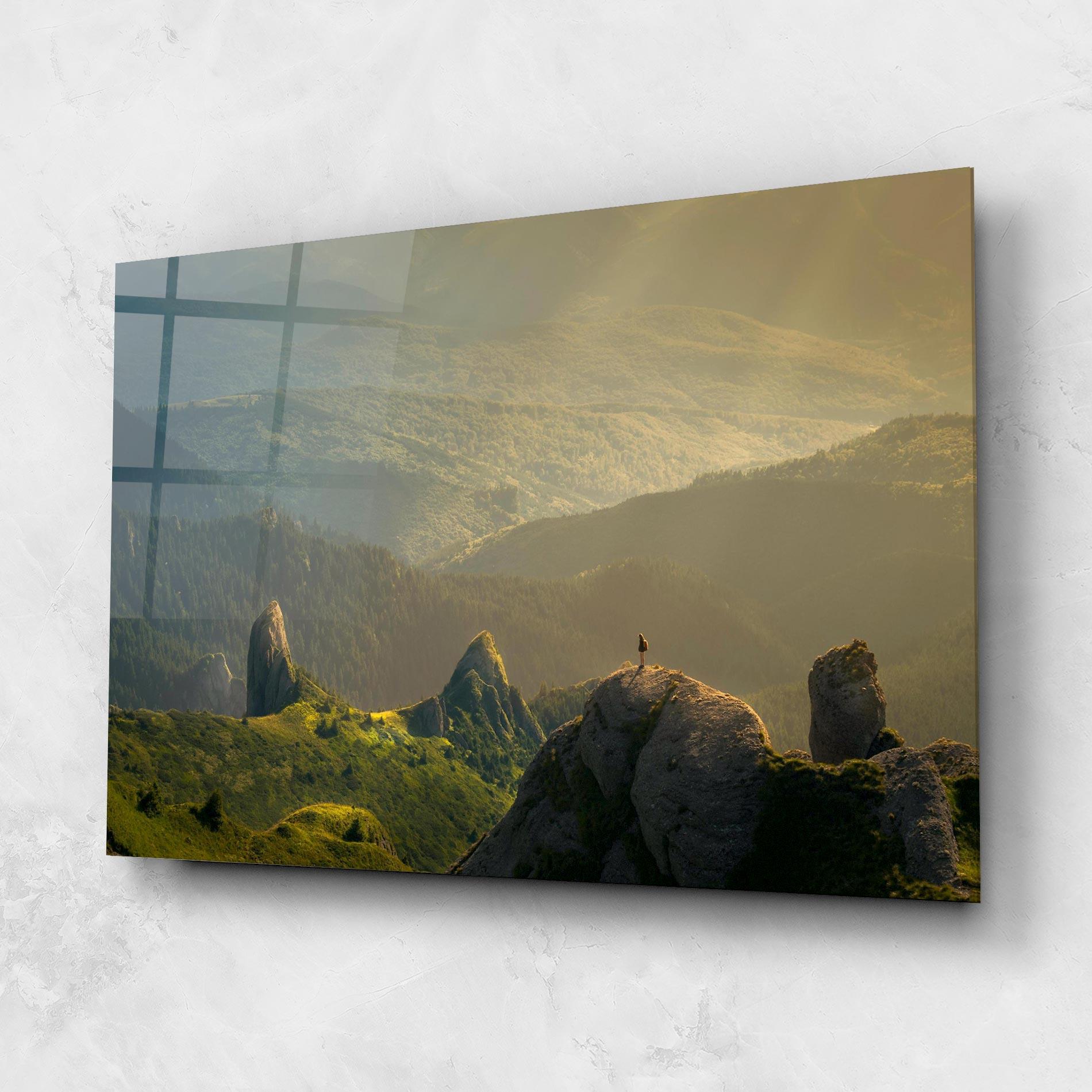 Üvegkép Man On Big Stones mockup 1