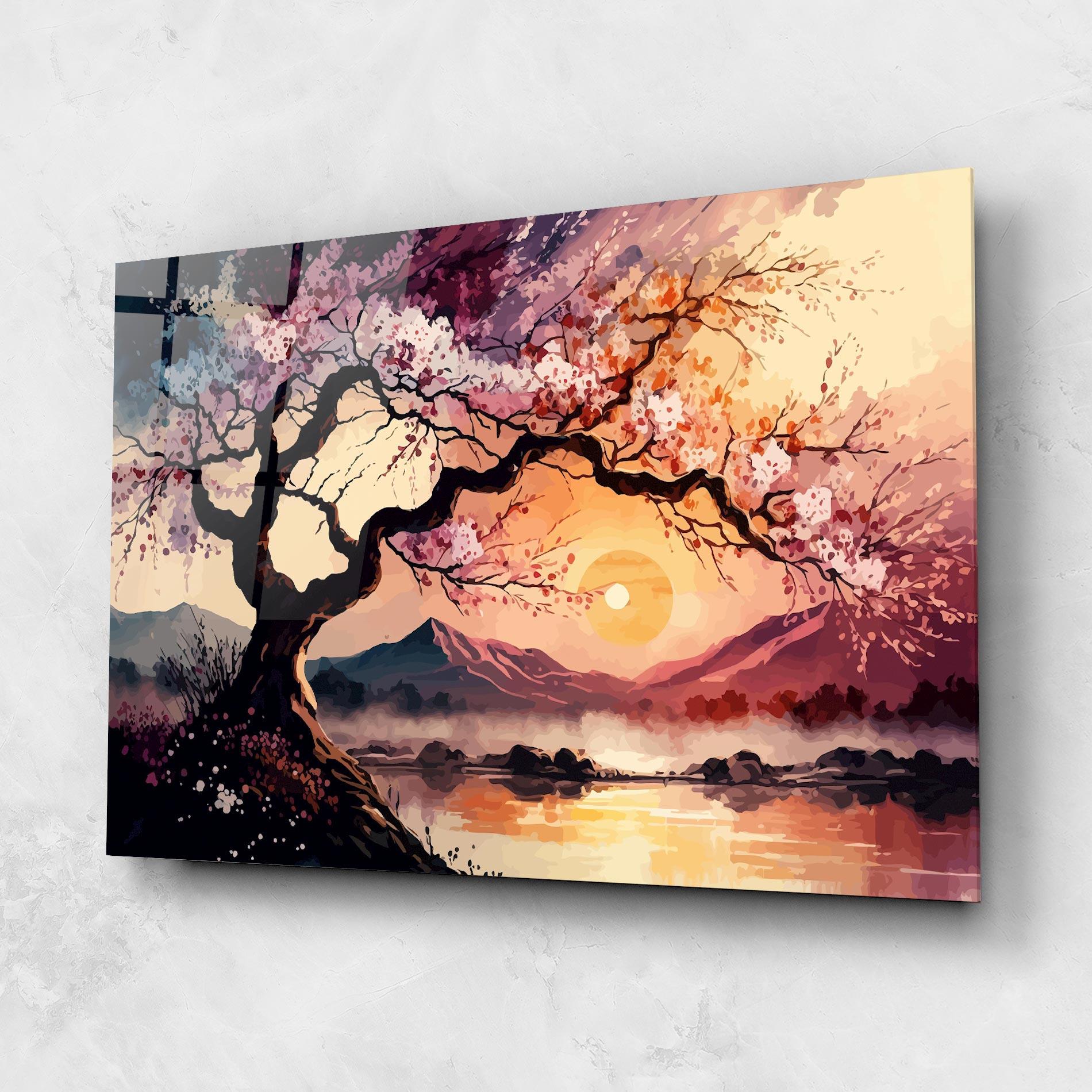 Üvegkép Pink Tree Nature mockup 1