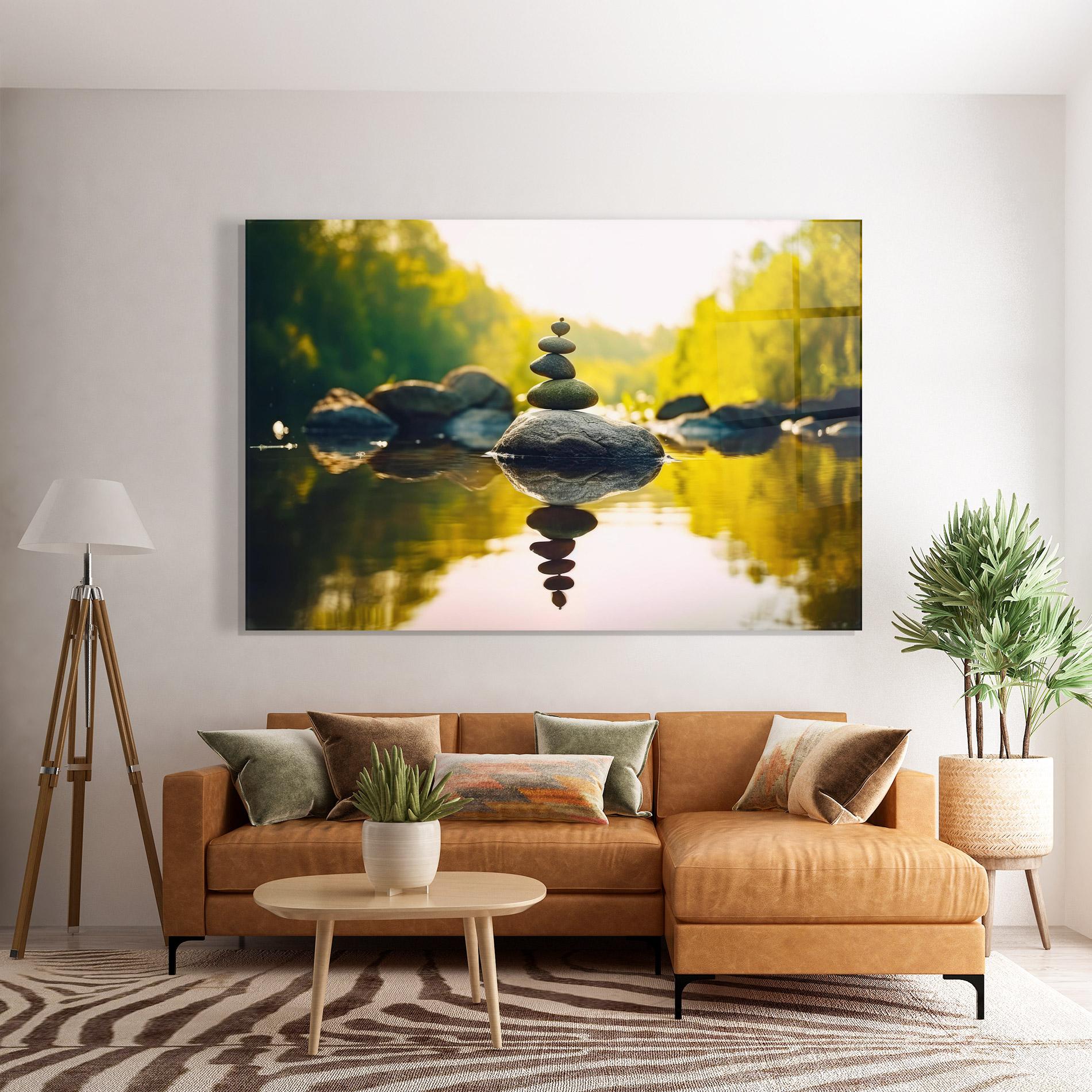 Üvegkép Lake Meditation Rocks mockup 7