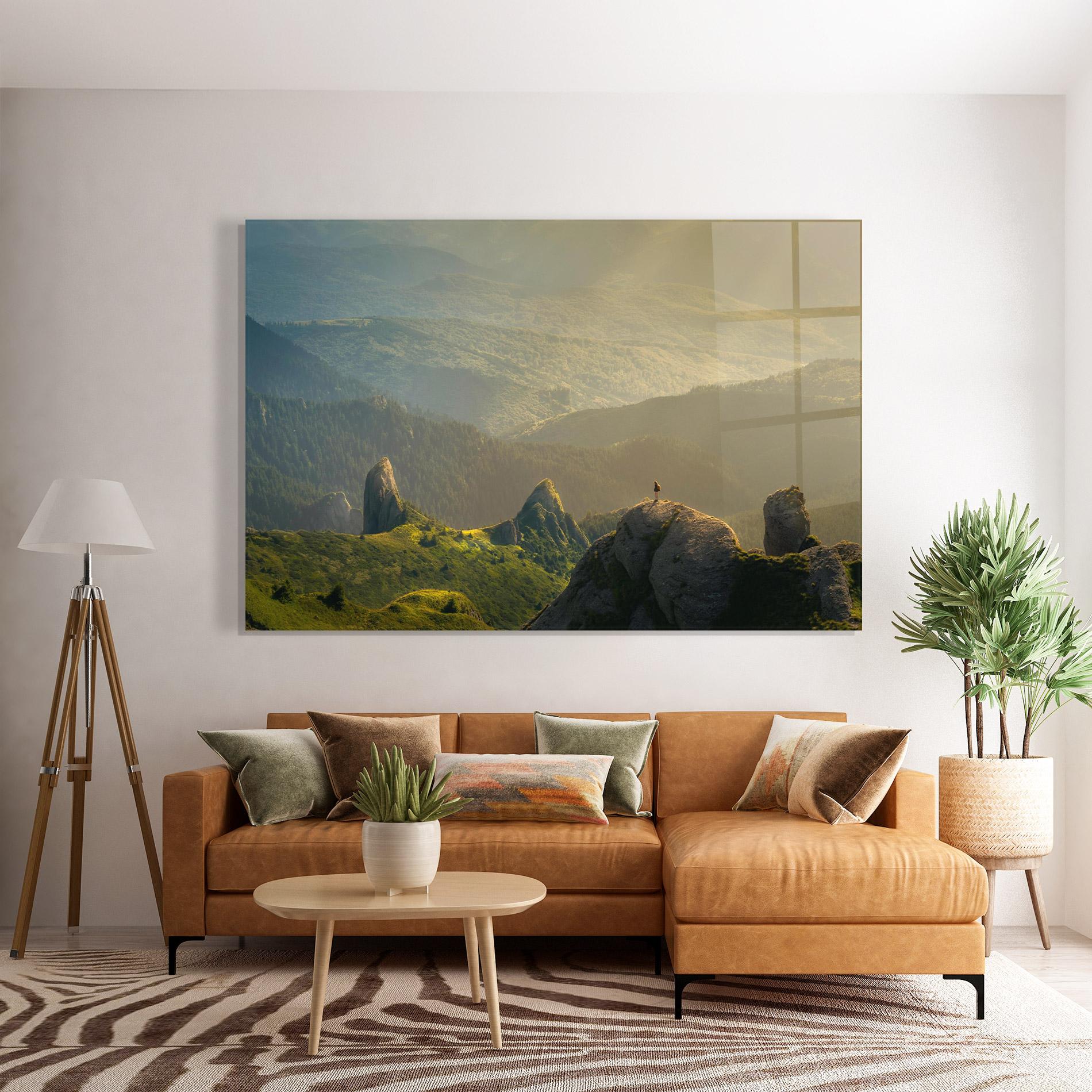 Üvegkép Man On Big Stones mockup 7