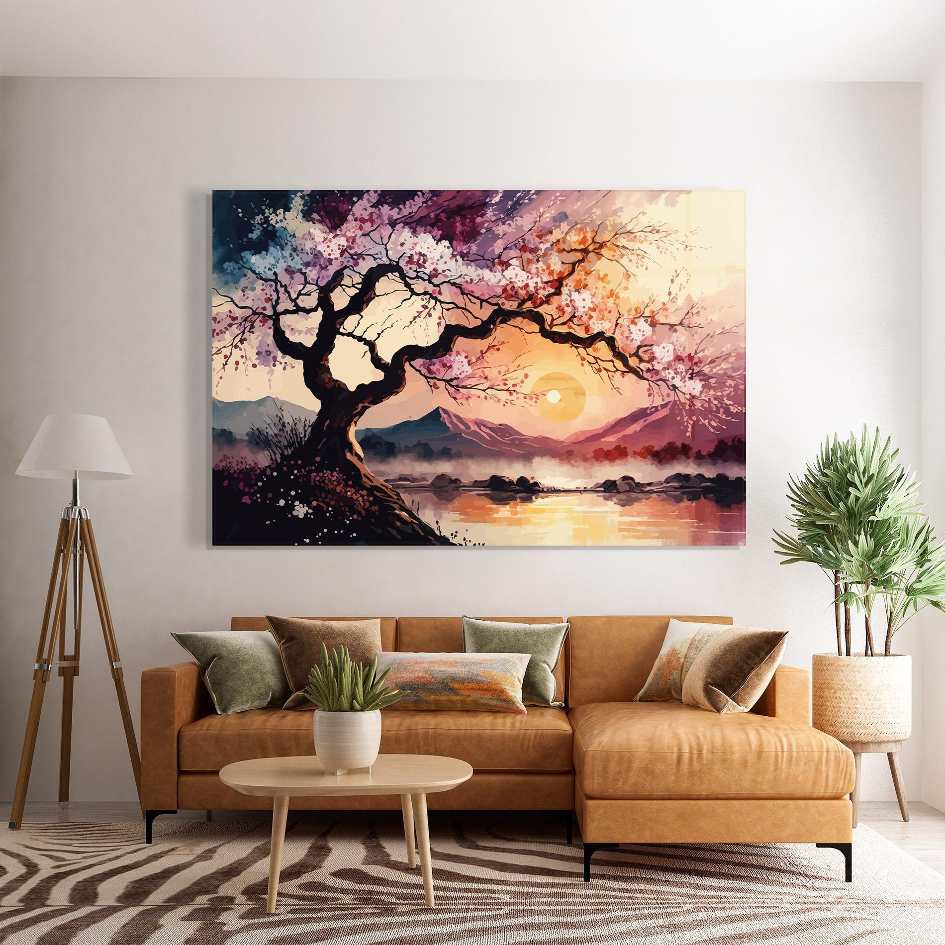 Üvegkép Pink Tree Nature mockup 7