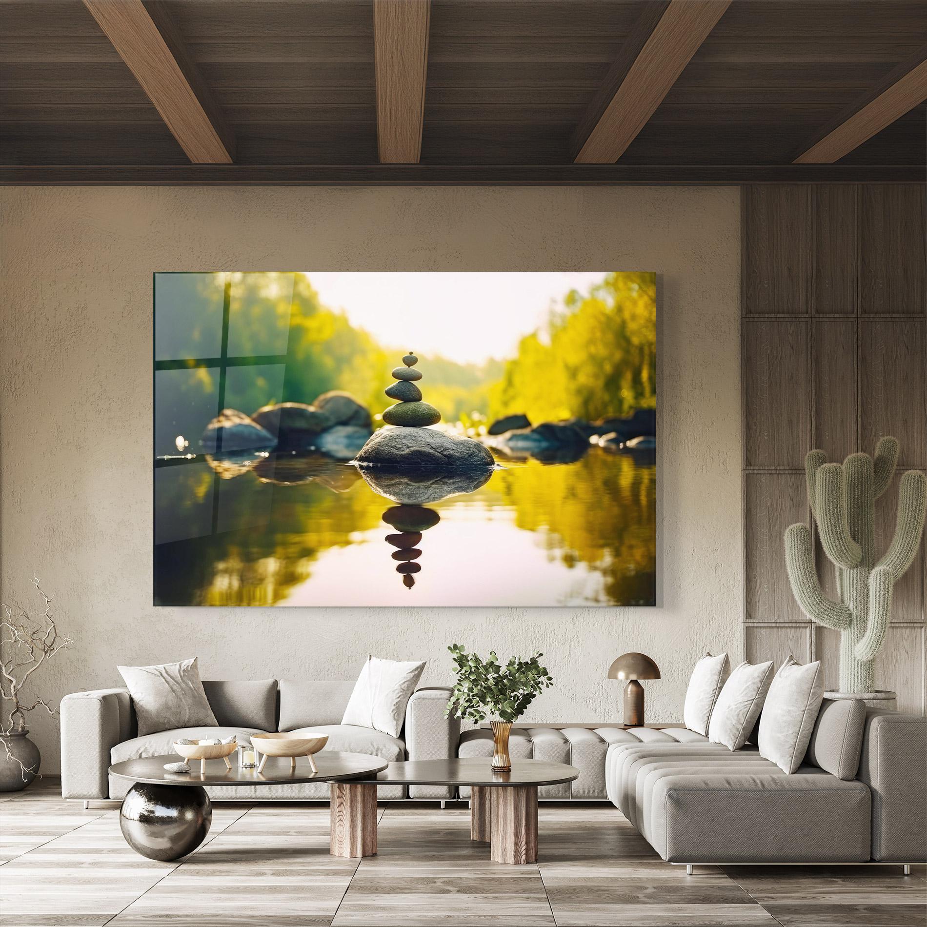 Üvegkép Lake Meditation Rocks mockup 8