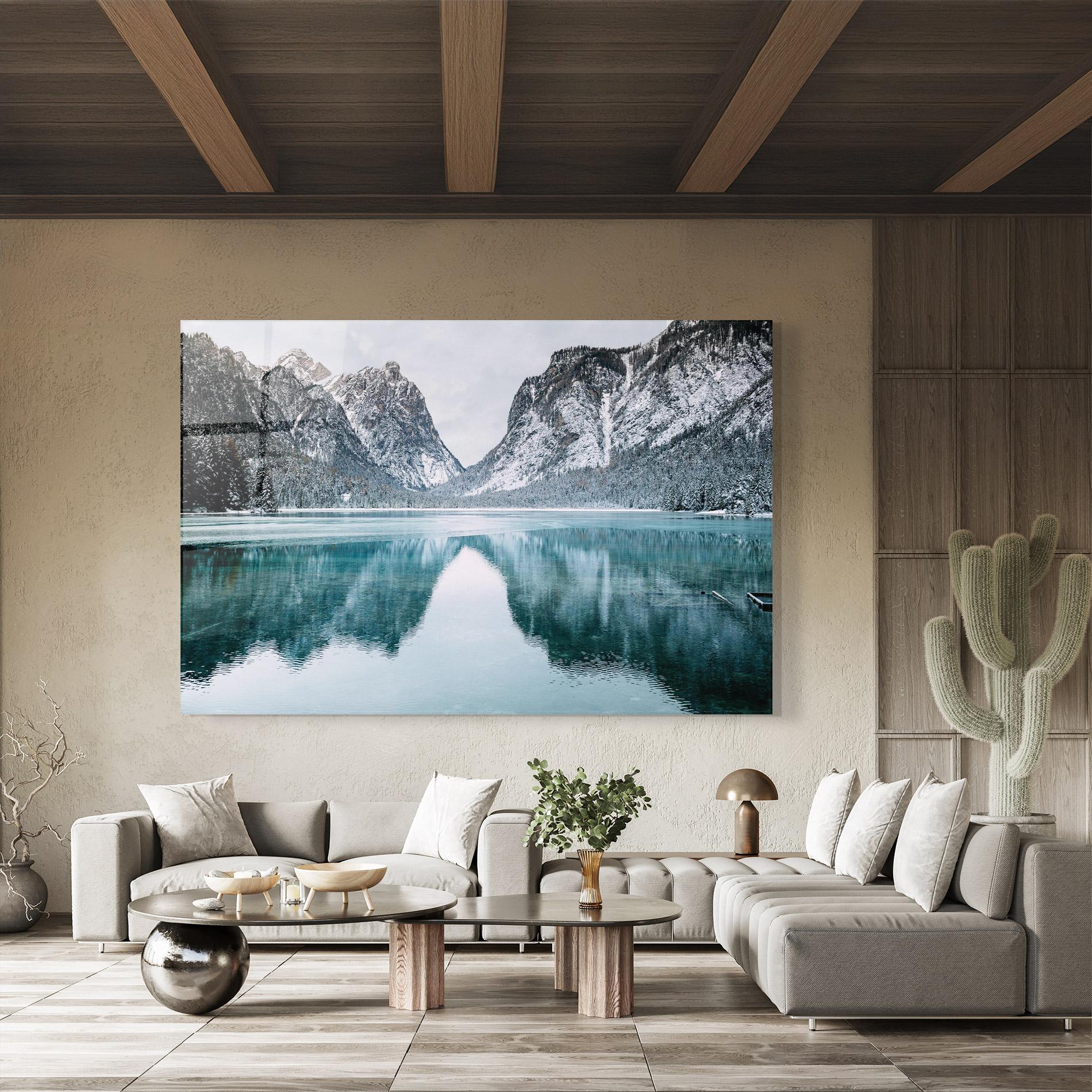 Üvegkép Lake Reflection Mountain mockup 8