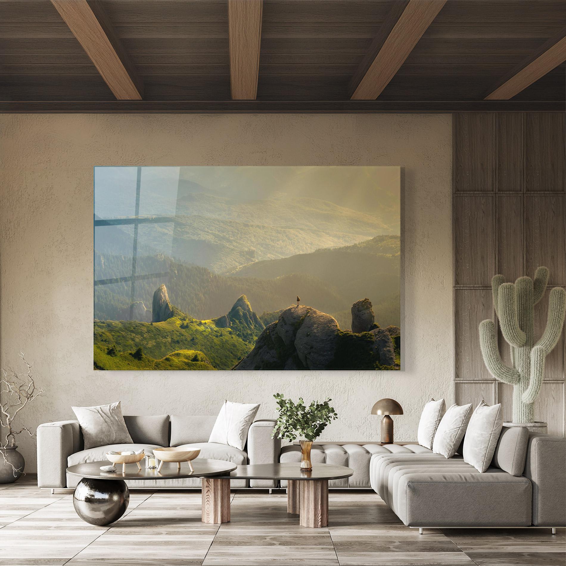 Üvegkép Man On Big Stones mockup 8