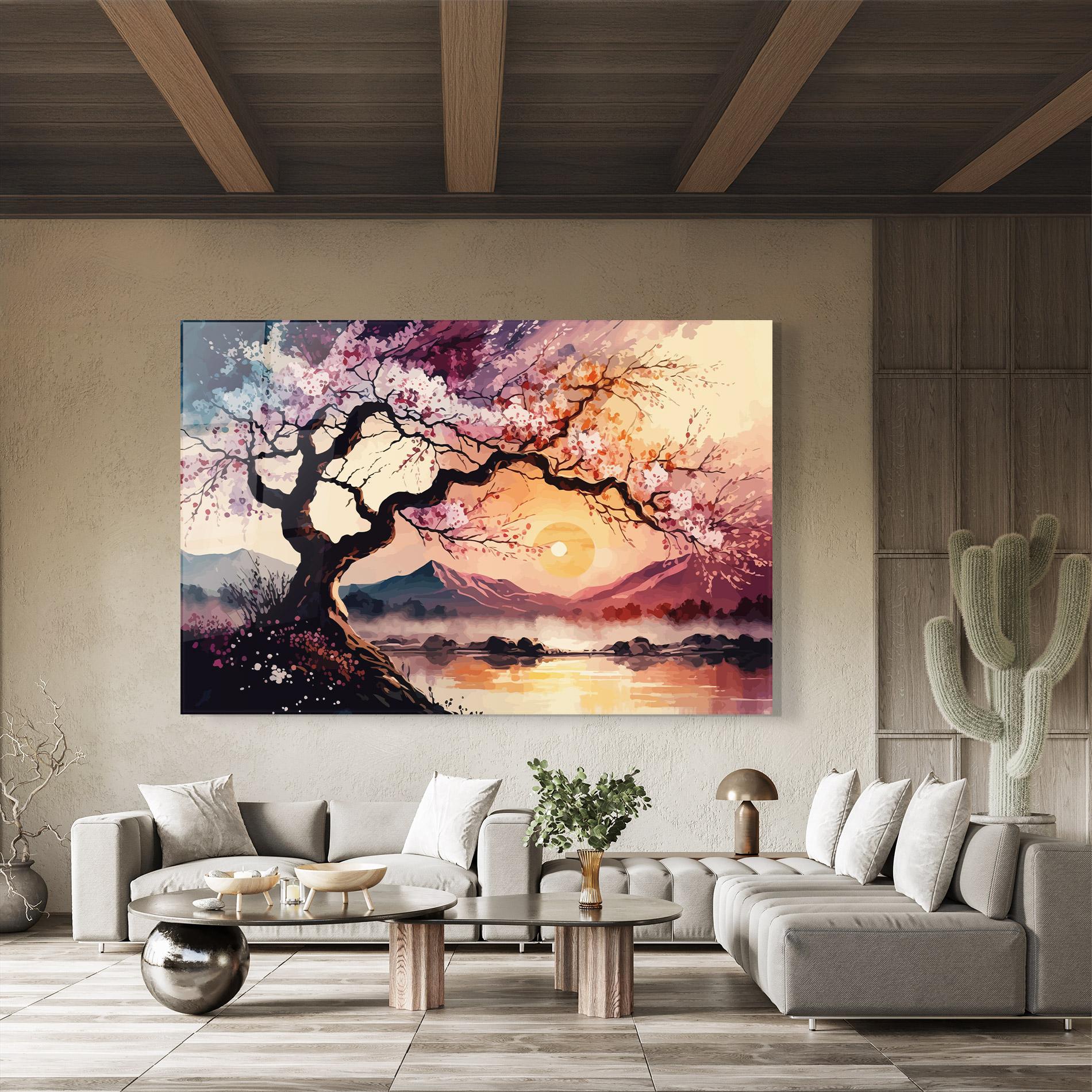 Üvegkép Pink Tree Nature mockup 8